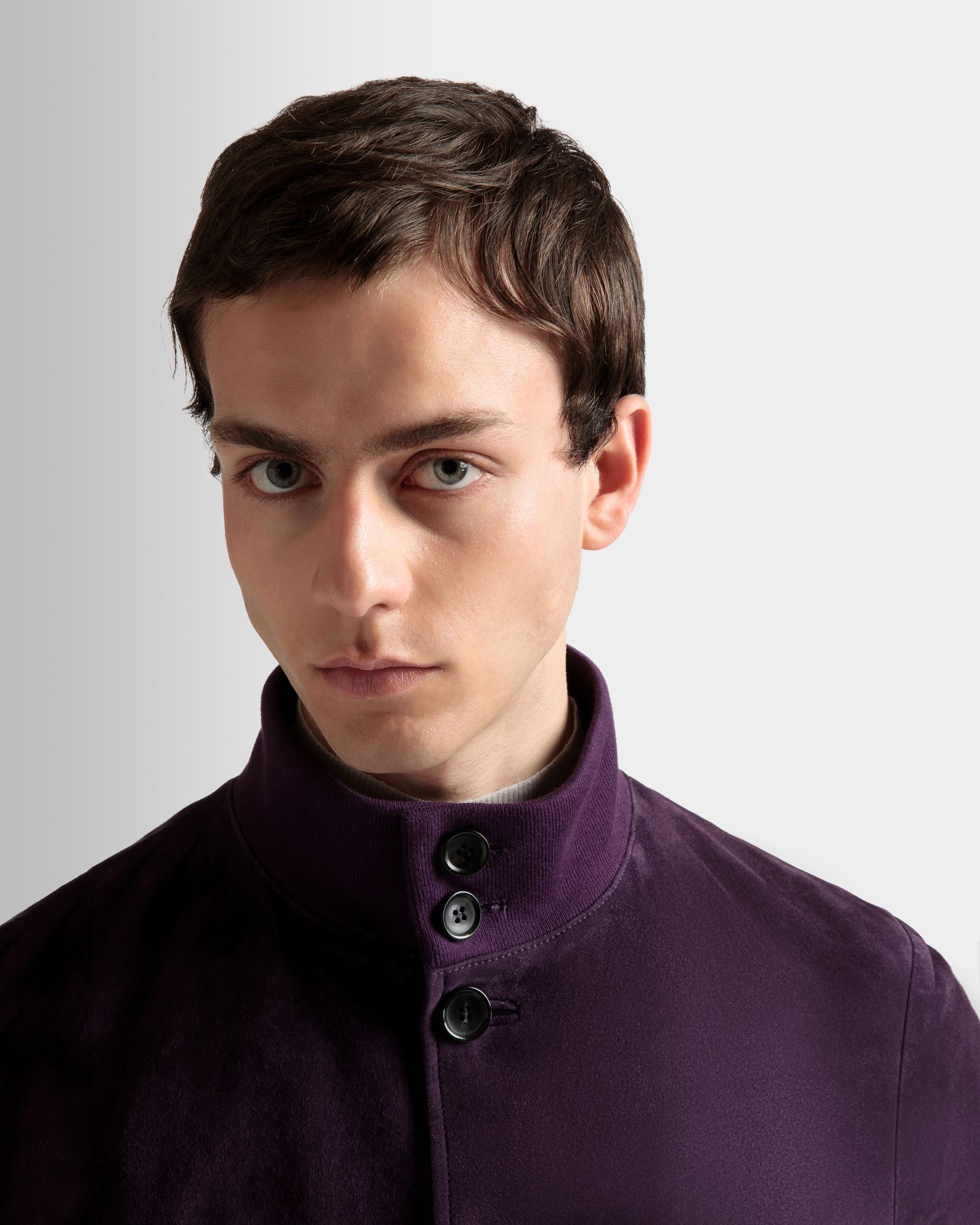 Blouson bomber à col montant Daim orchidée - Homme - Bally - 04