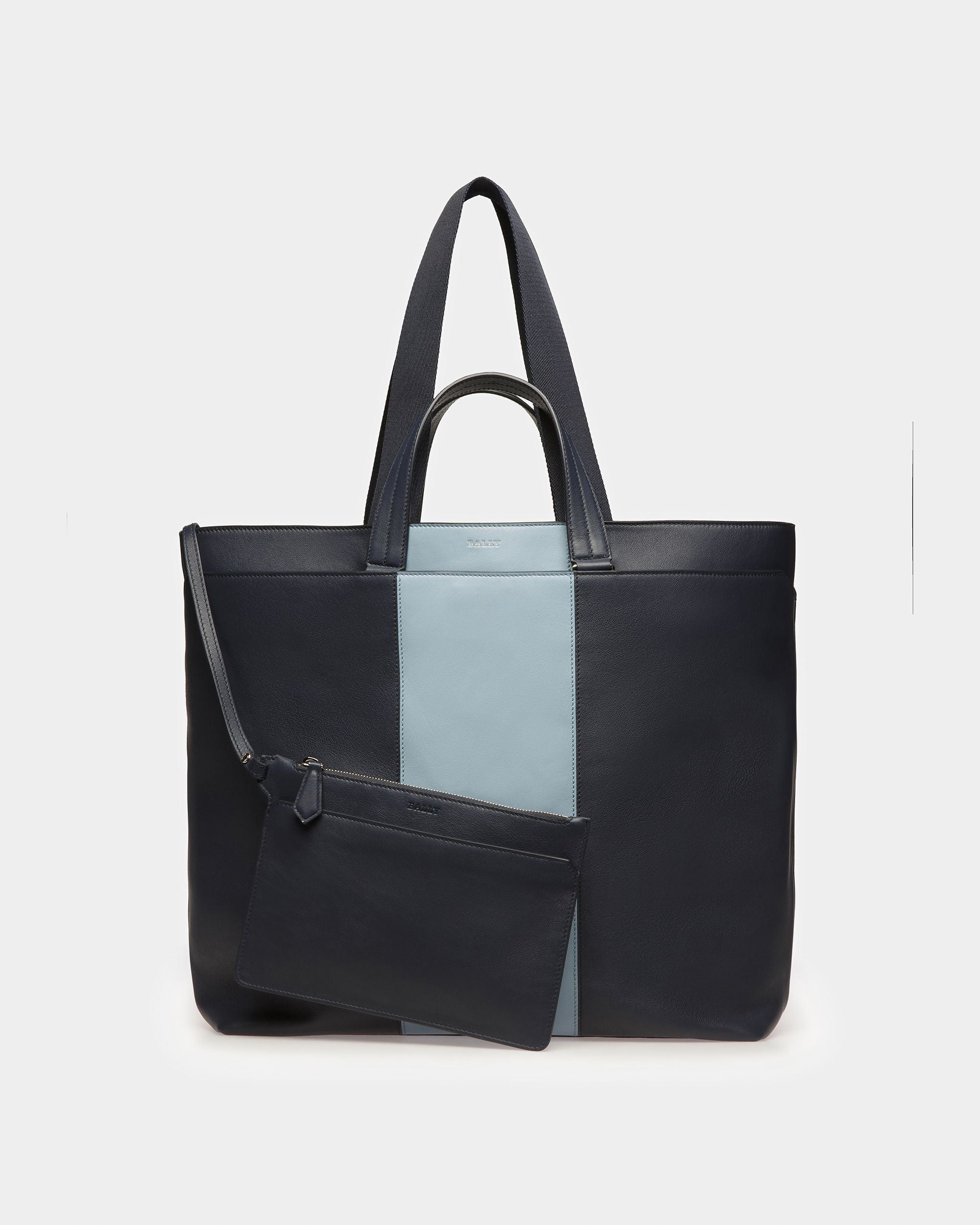 Havid Tote Bag In Pelle Blu Scuro E Azzurra - Uomo - Bally - 09