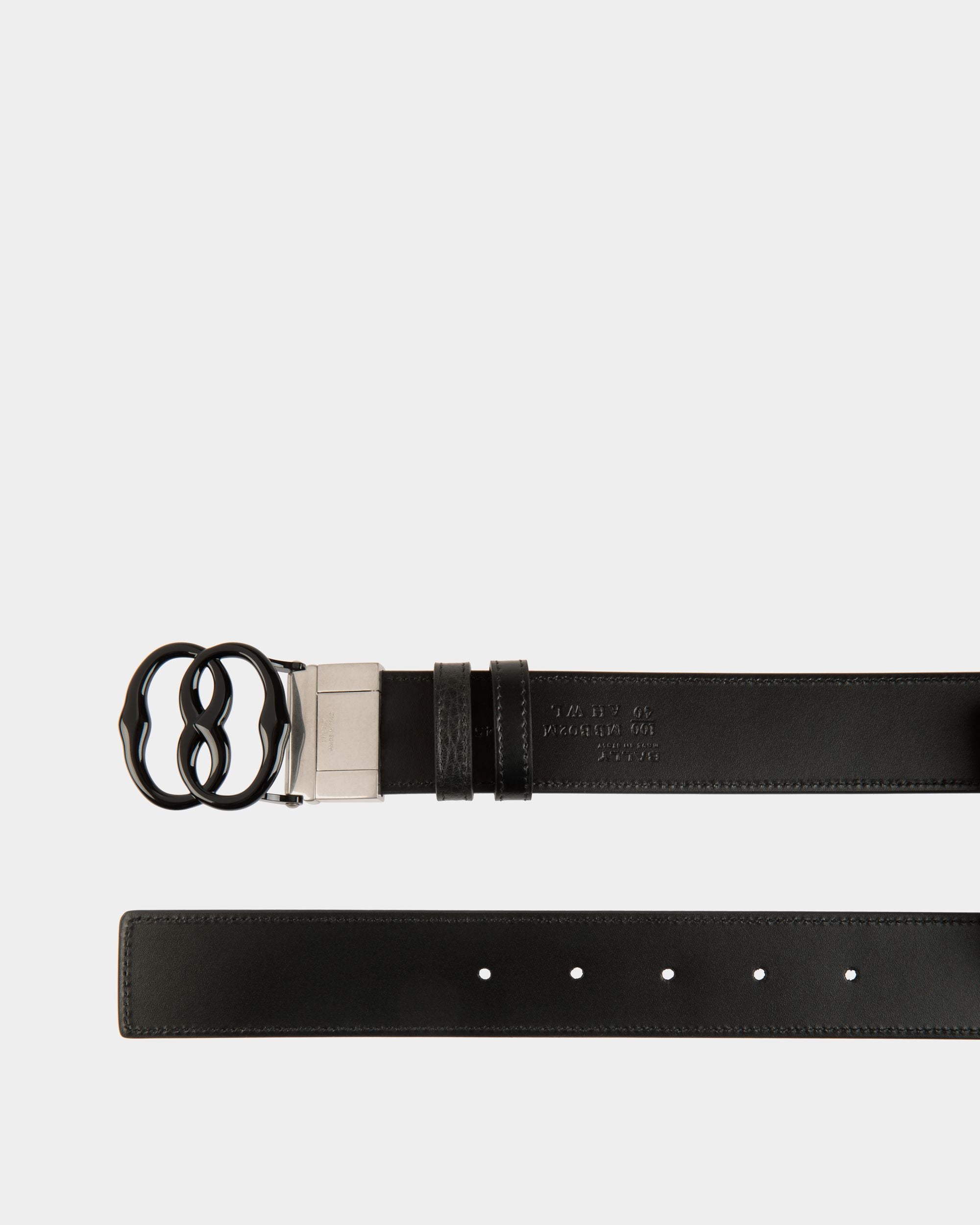 Emblem 35mm Reversible And Adjustable Belt in Black Leather - Uomo - Bally - 02