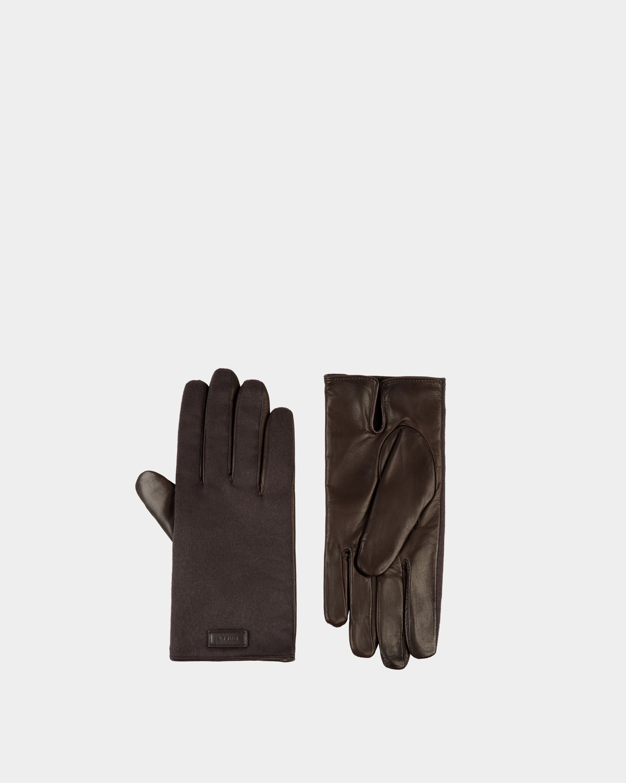 Handschuhe Mit Logo Aus Kaschmir Und Leder In Ebenholzschwarz - Herren - Bally - 01