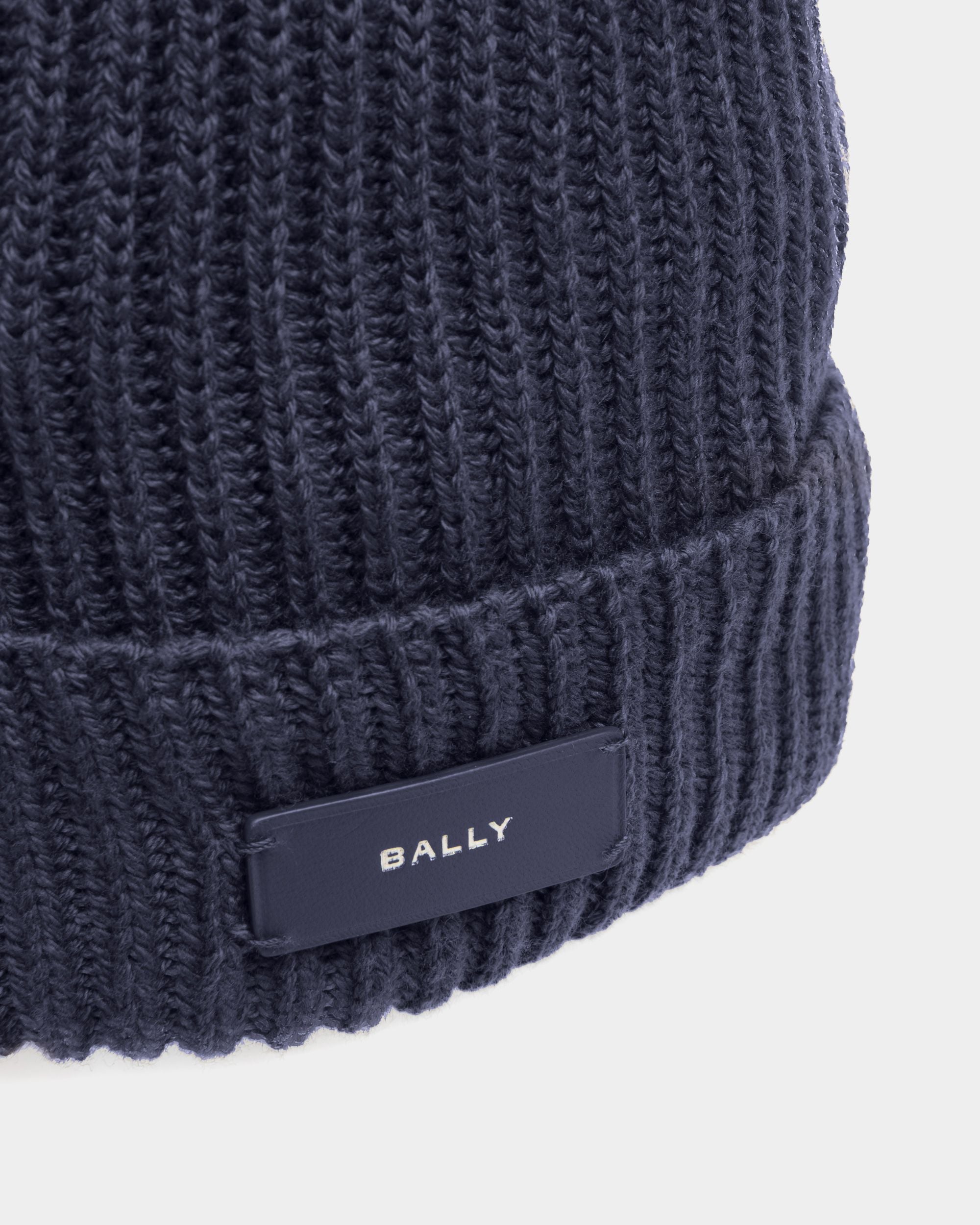 Gerippte Beanie-Mütze Aus Wolle In Mitternachtsblau - Herren - Bally - 03