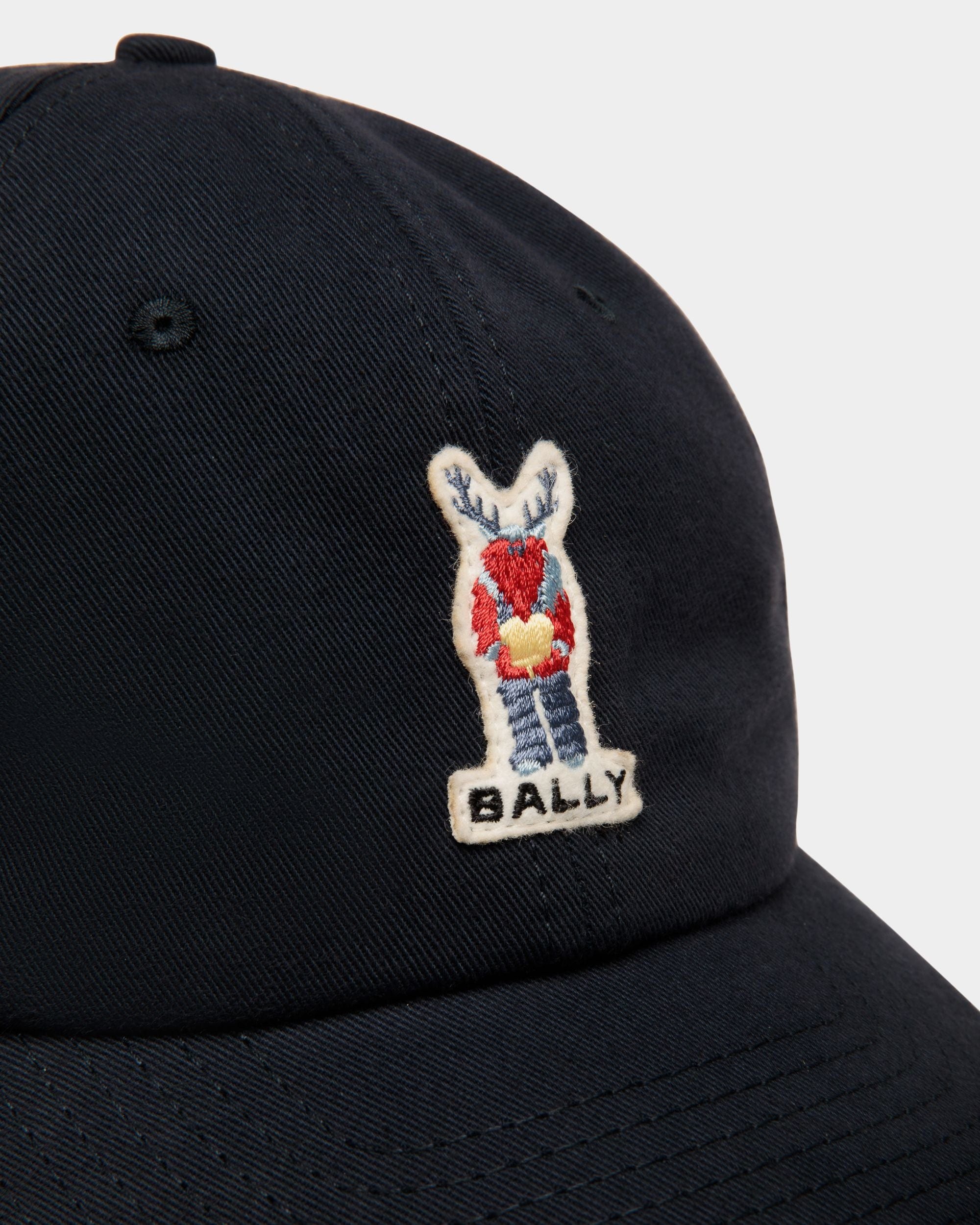 Baseball Hat With Bally Crest Label In Navy Blue Cotton - Men's - Bally - 03