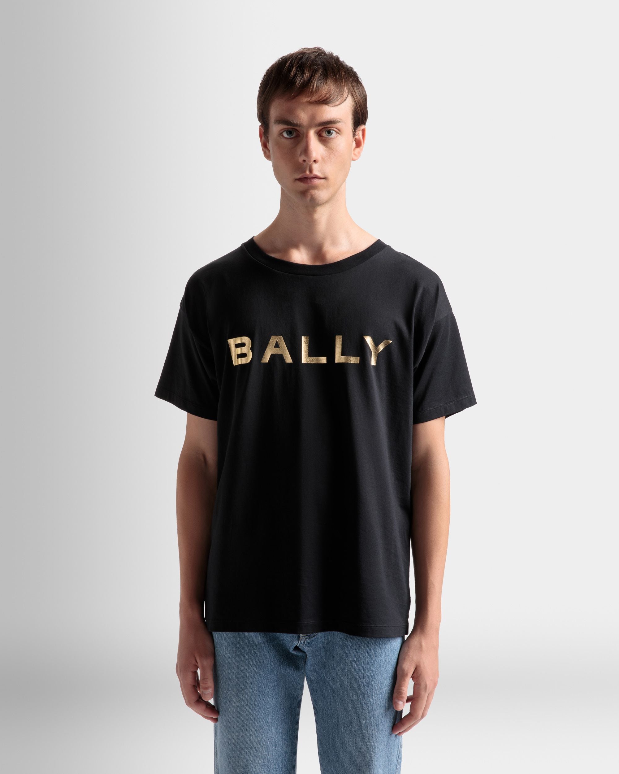 T-Shirt Logo En Coton Noir - Homme - Bally - 03