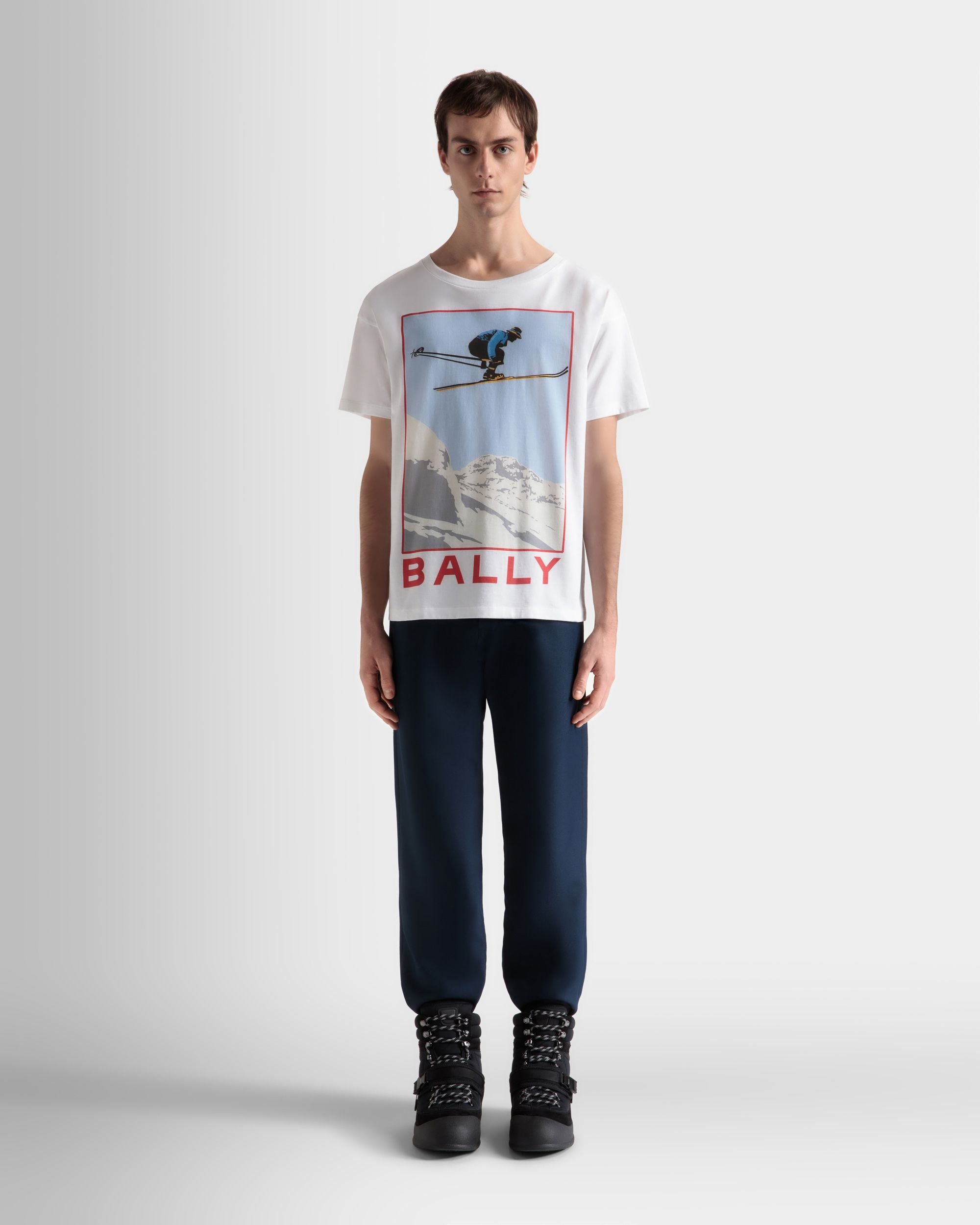 T-Shirt In White Cotton With Print - Men's - Bally - 02