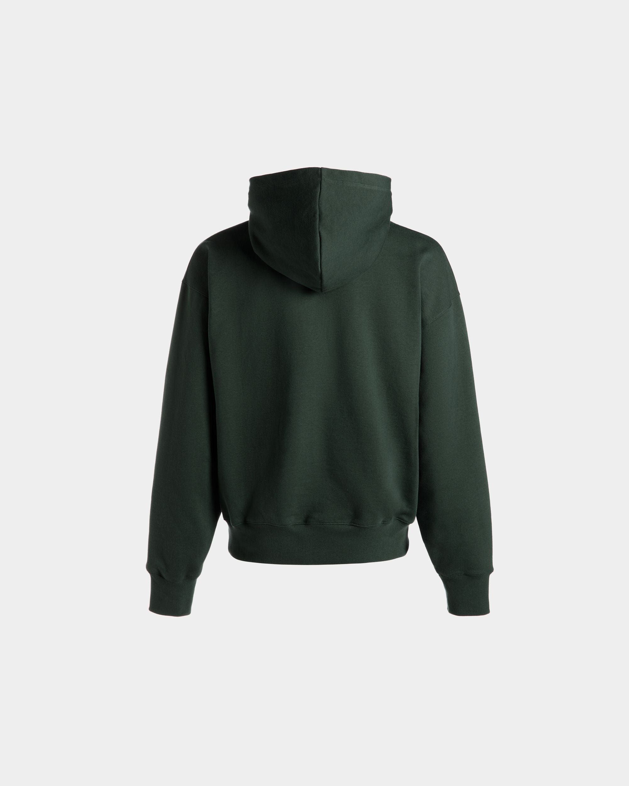 Hoodie With Bally Crest Logo In Bottle Green Cotton - Men's - Bally - 08