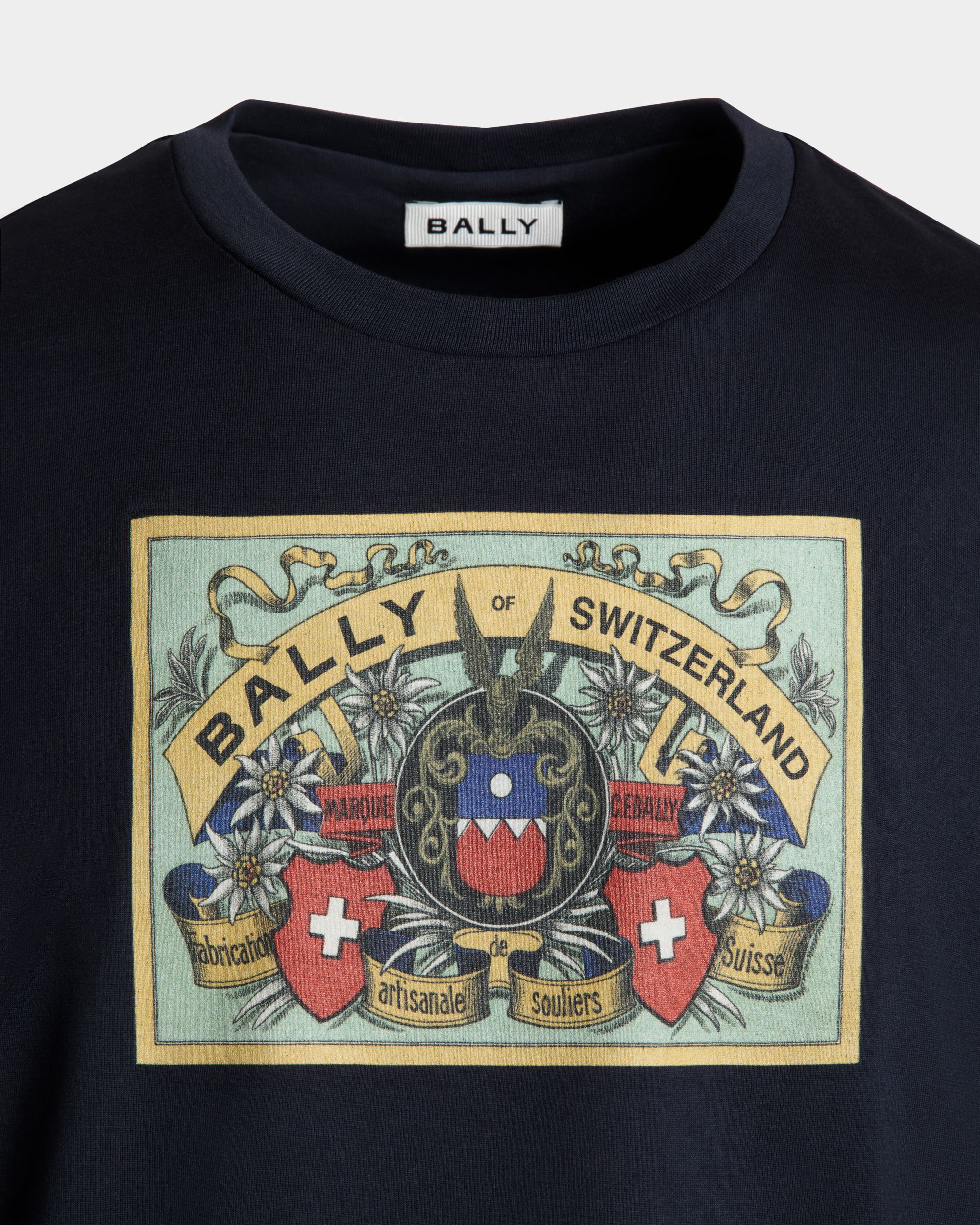 T-Shirt Aus Baumwolle In Navy Blue Mit Bally Crest Label - Herren - Bally - 02