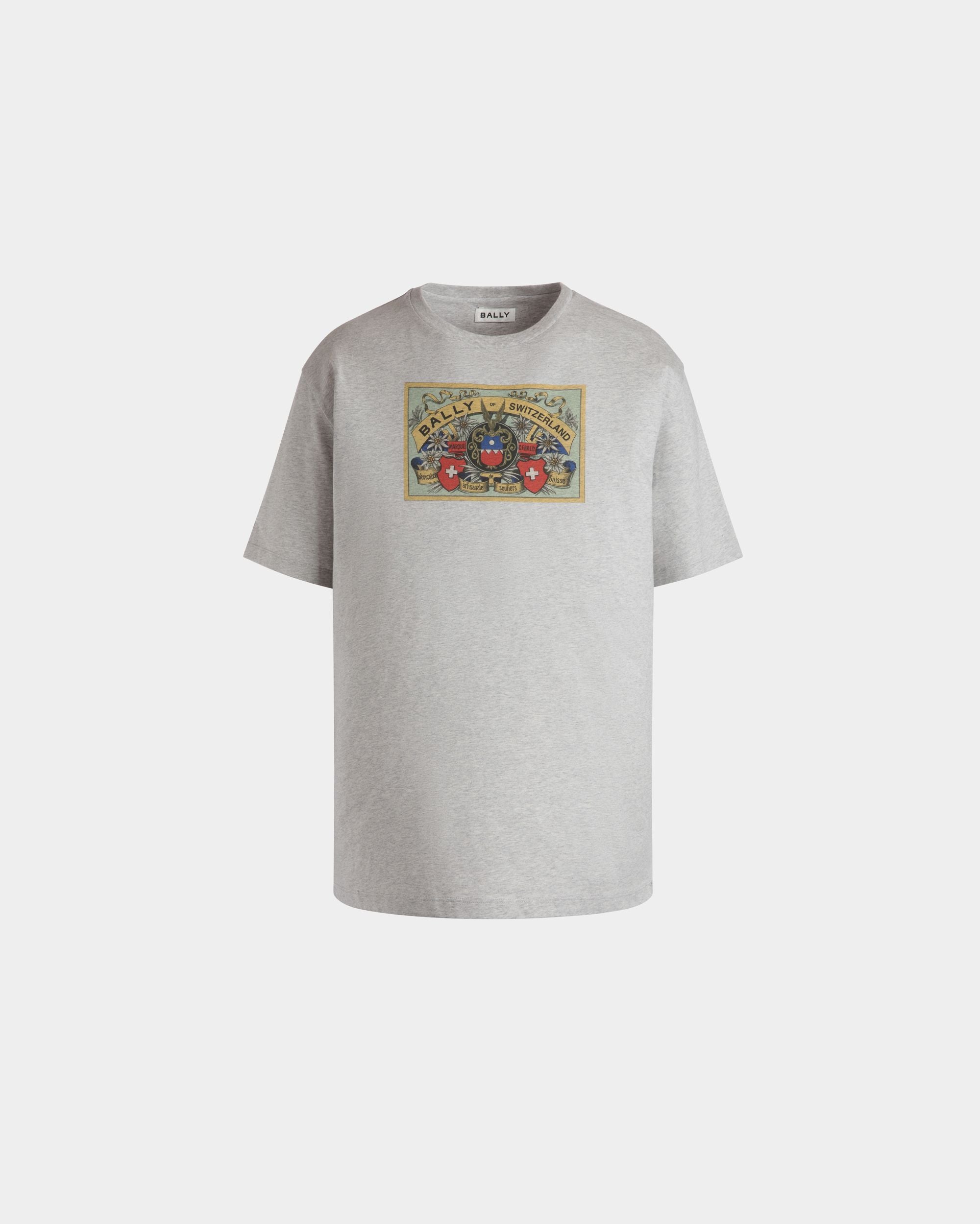 T-Shirt With Bally Crest Label In Grey Melange Cotton - Men's - Bally - 01