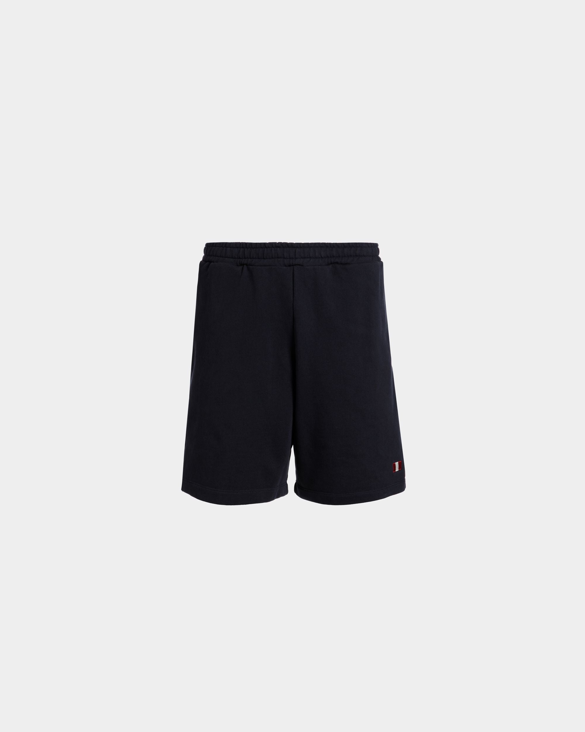 Shorts With a Bally Flag in Navy Blue Cotton - Men's - Bally - 01