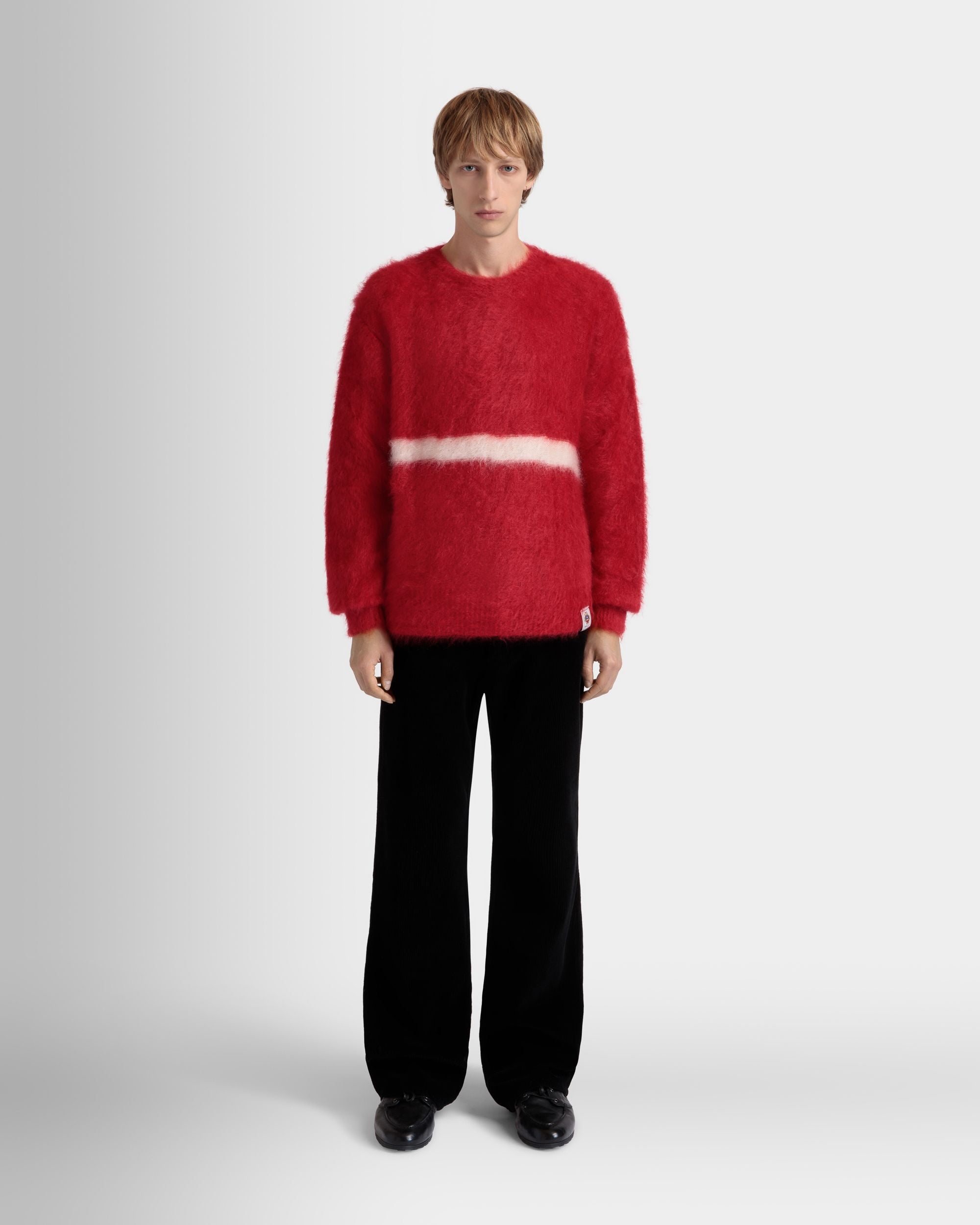 Crewneck Sweater In Red Mohair And Silk - Men's - Bally - 02