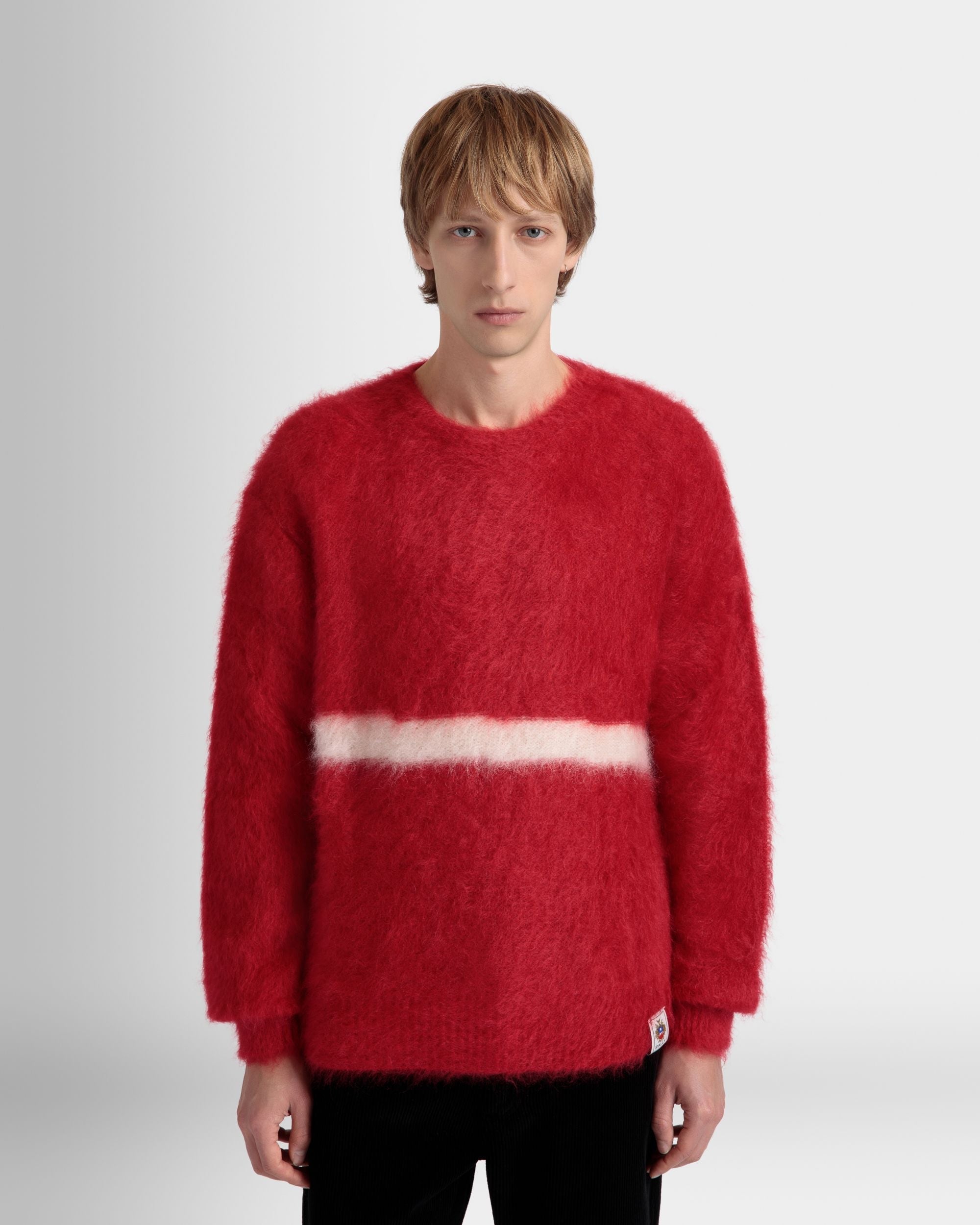 Crewneck Sweater In Red Mohair And Silk - Men's - Bally - 03