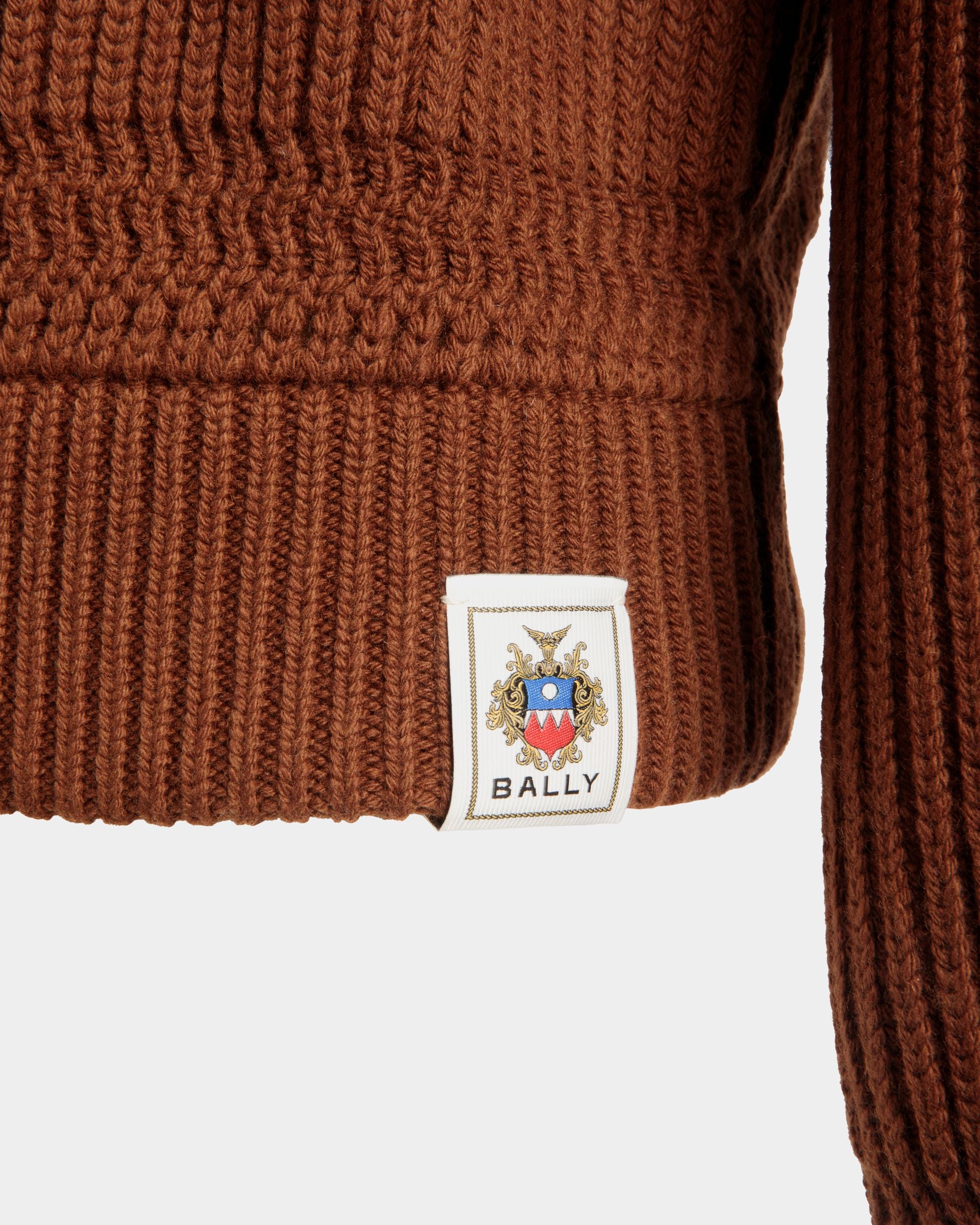 Crewneck Sweater In Brown Wool - Men's - Bally - 02