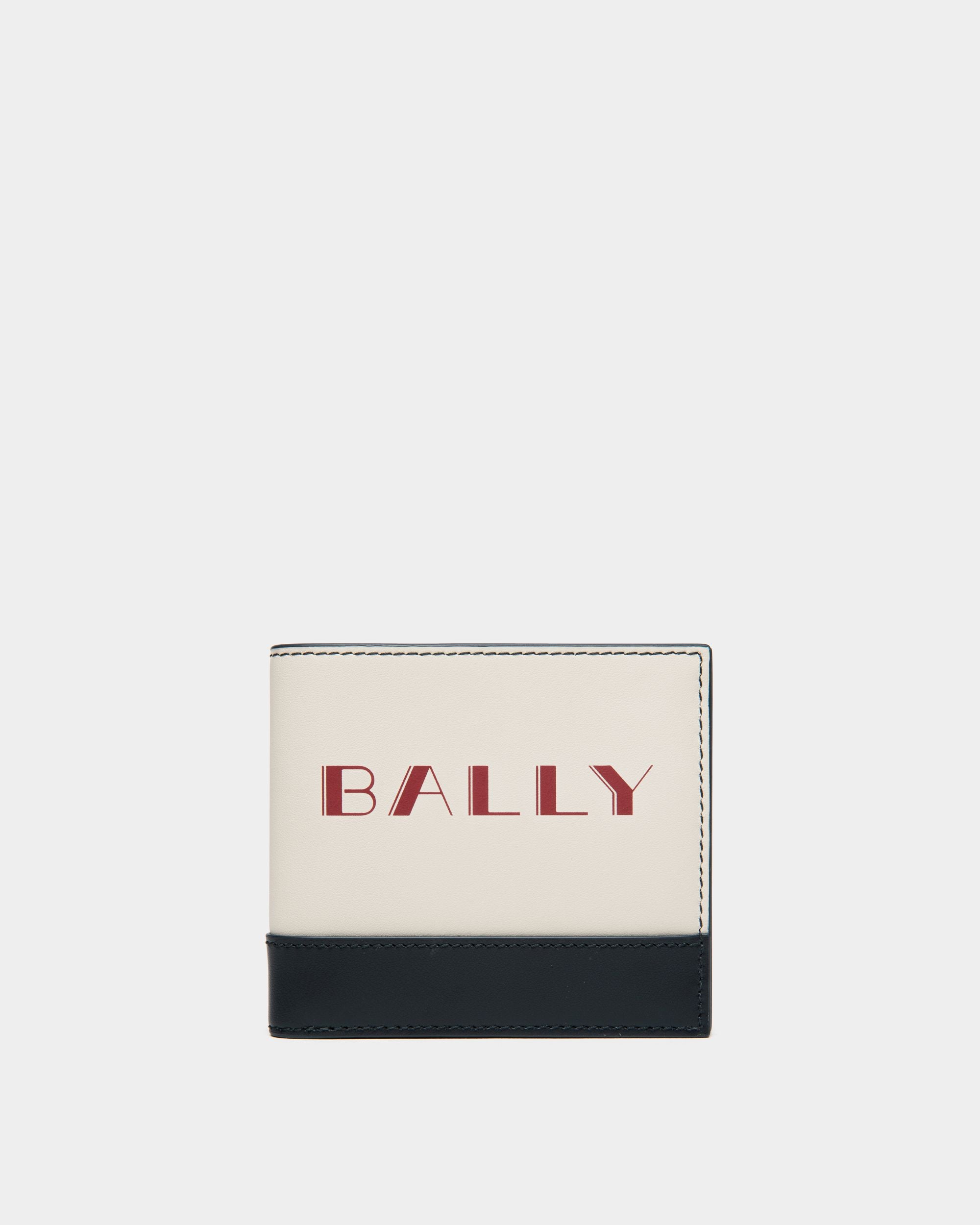 Summer Capsule Bifold In White And Navy Blue Leather - Men's - Bally - 01