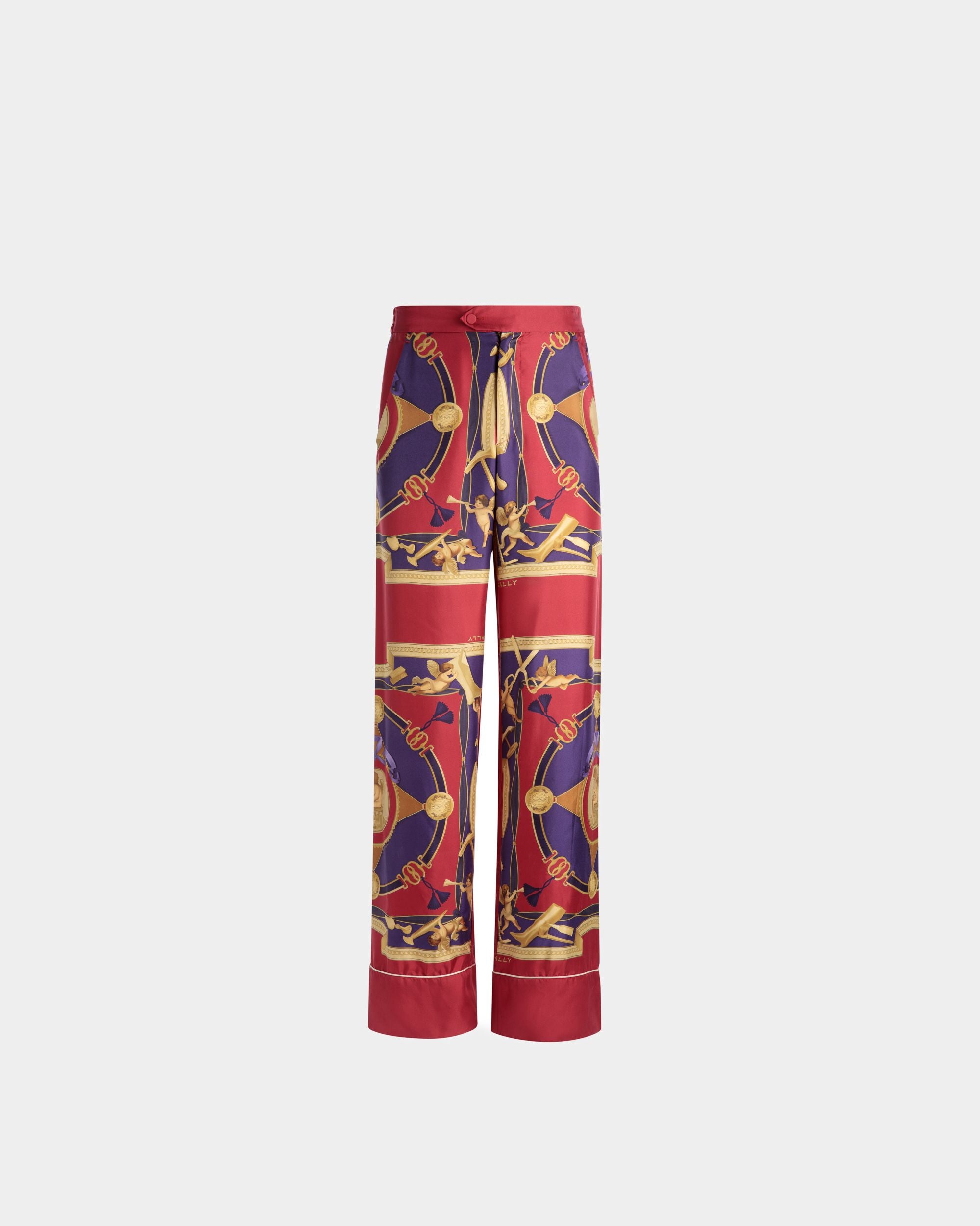 Pantalon À Jambe Large En Soie Rouge Profond - Homme - Bally - 01