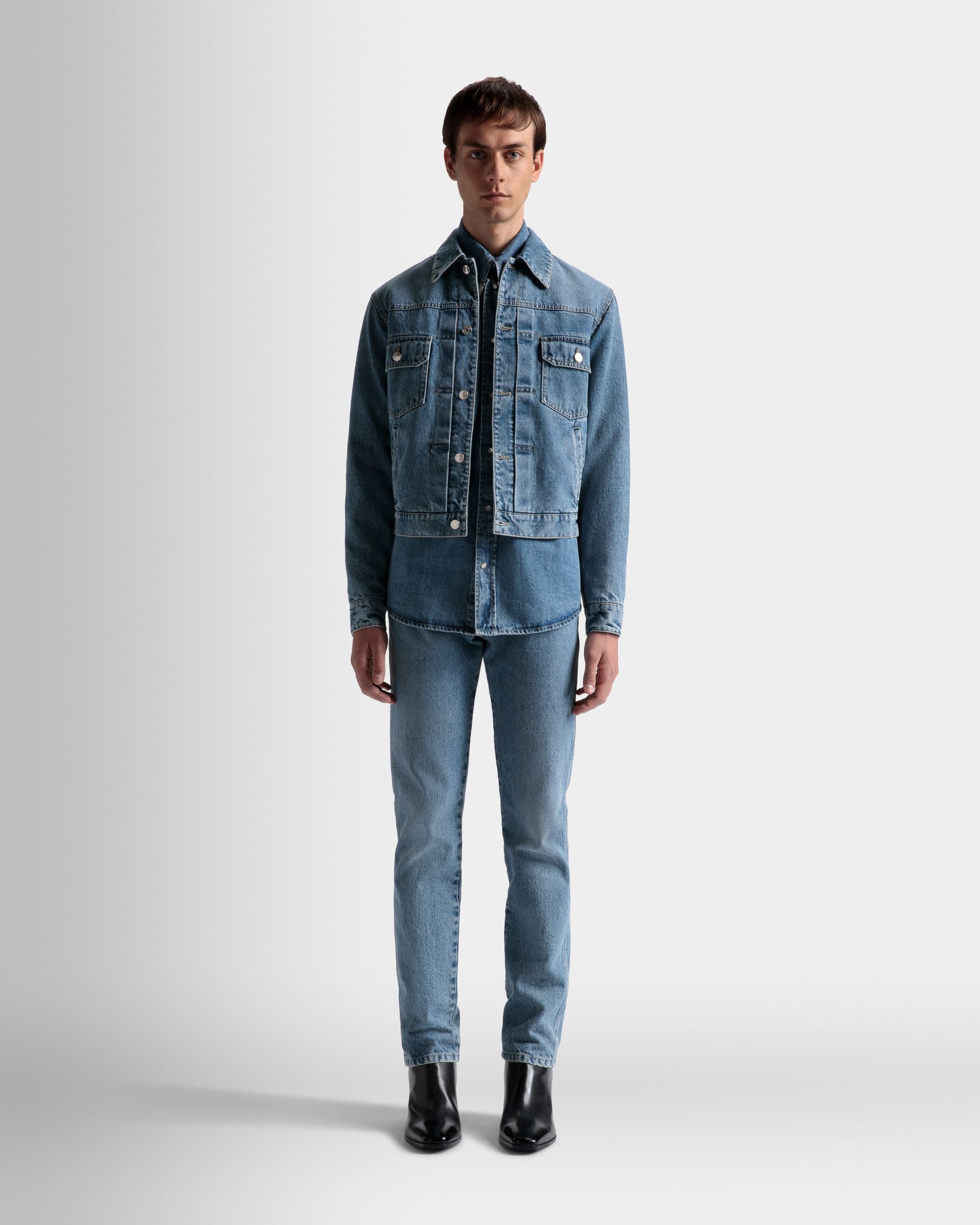 Veste À Boutons En Denim Bleu Clair - Homme - Bally - 02