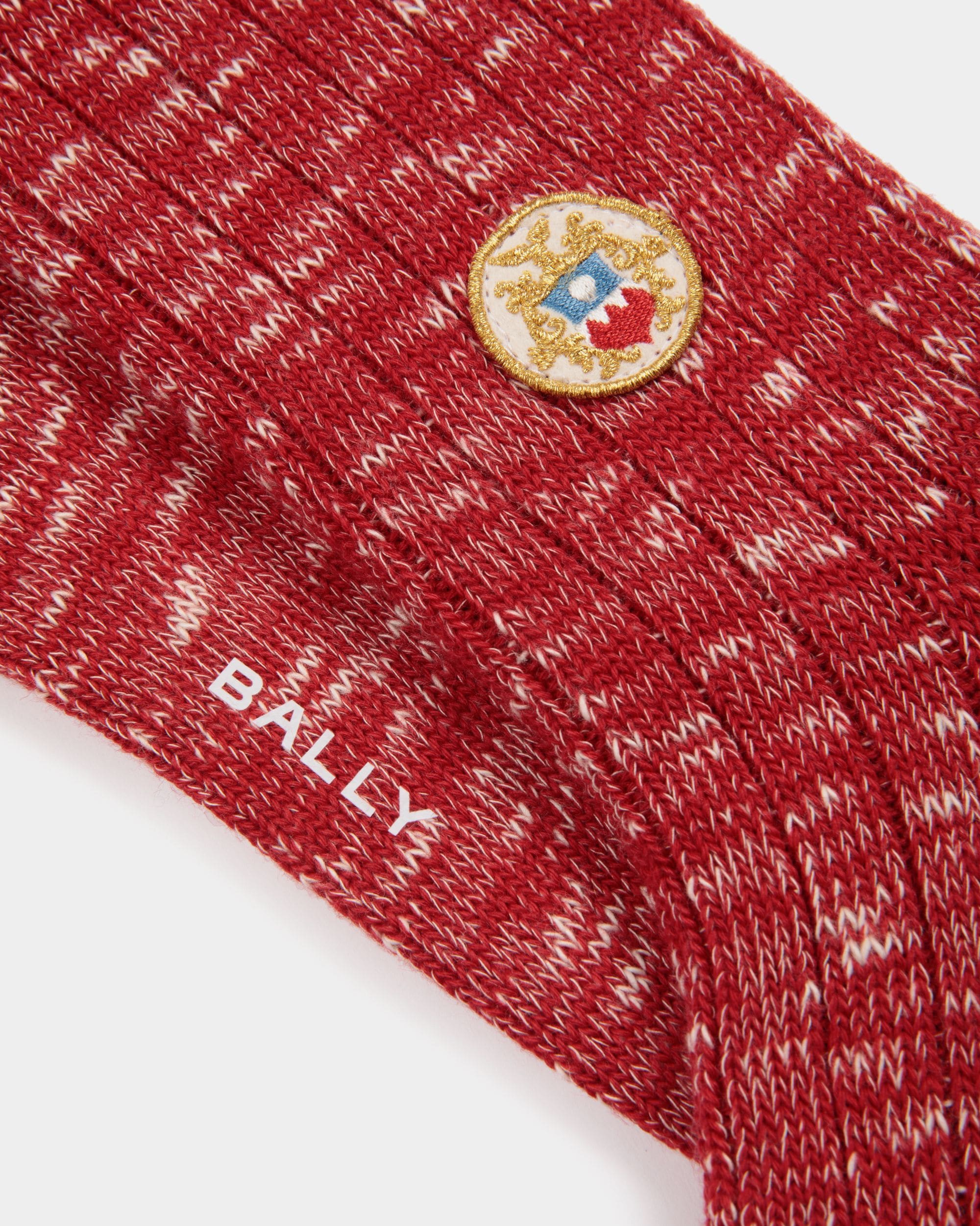 Socks With a Bally Crest Logo in Candy Red Wool - Men's - Bally - 02