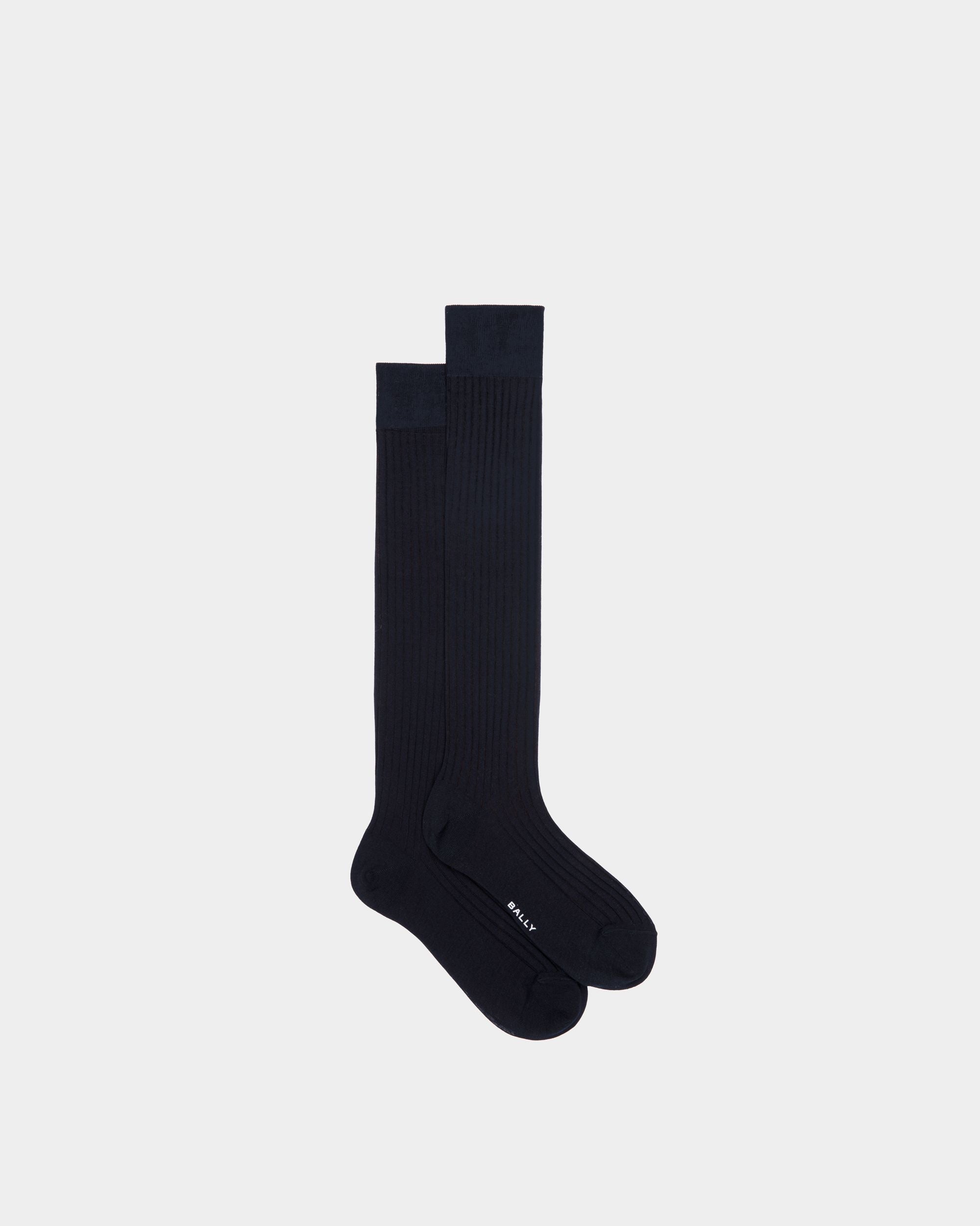 Socks In Navy Blue Cotton - Men's - Bally - 01