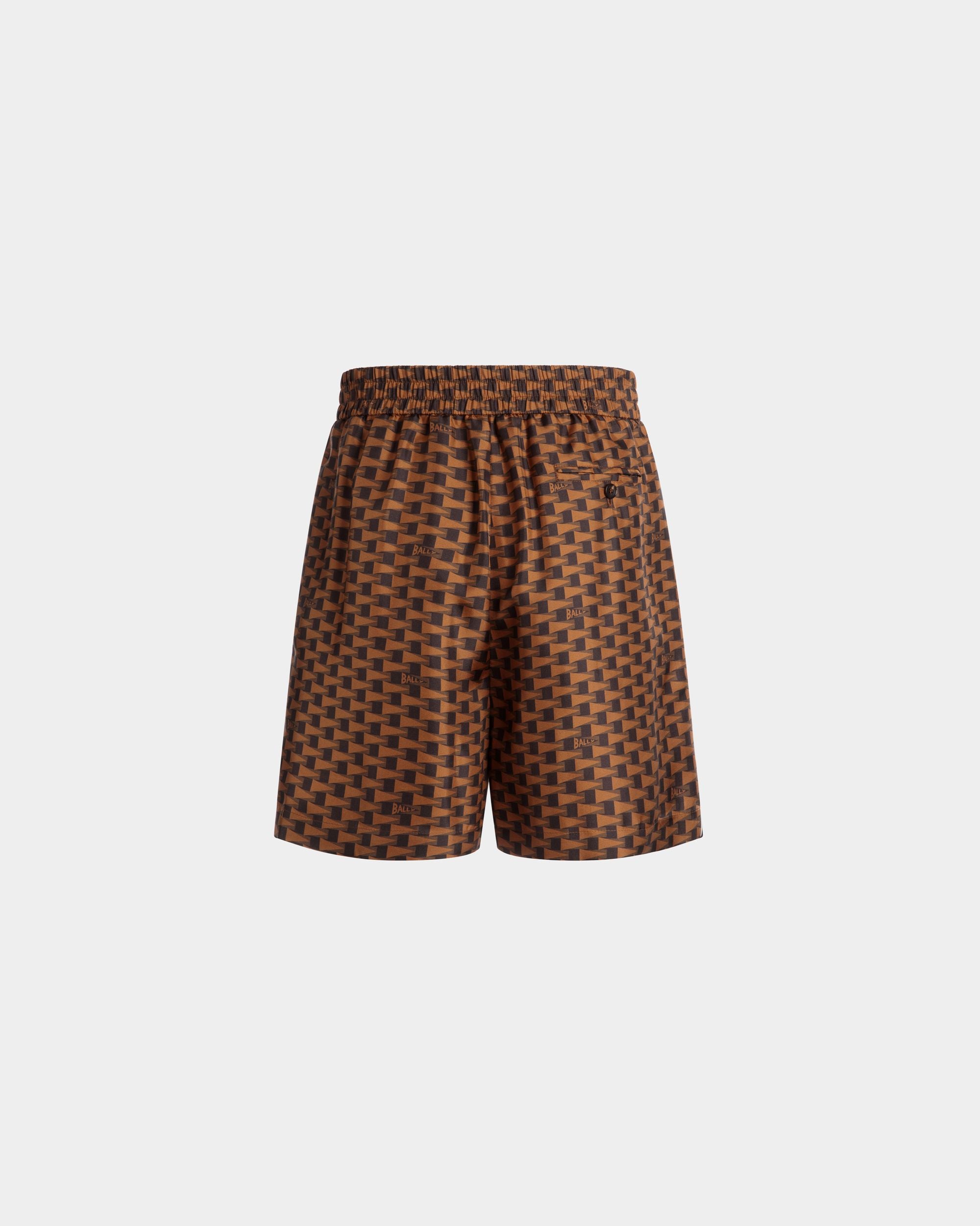 Pennant Shorts in Brown Silk - Uomo - Bally - 03