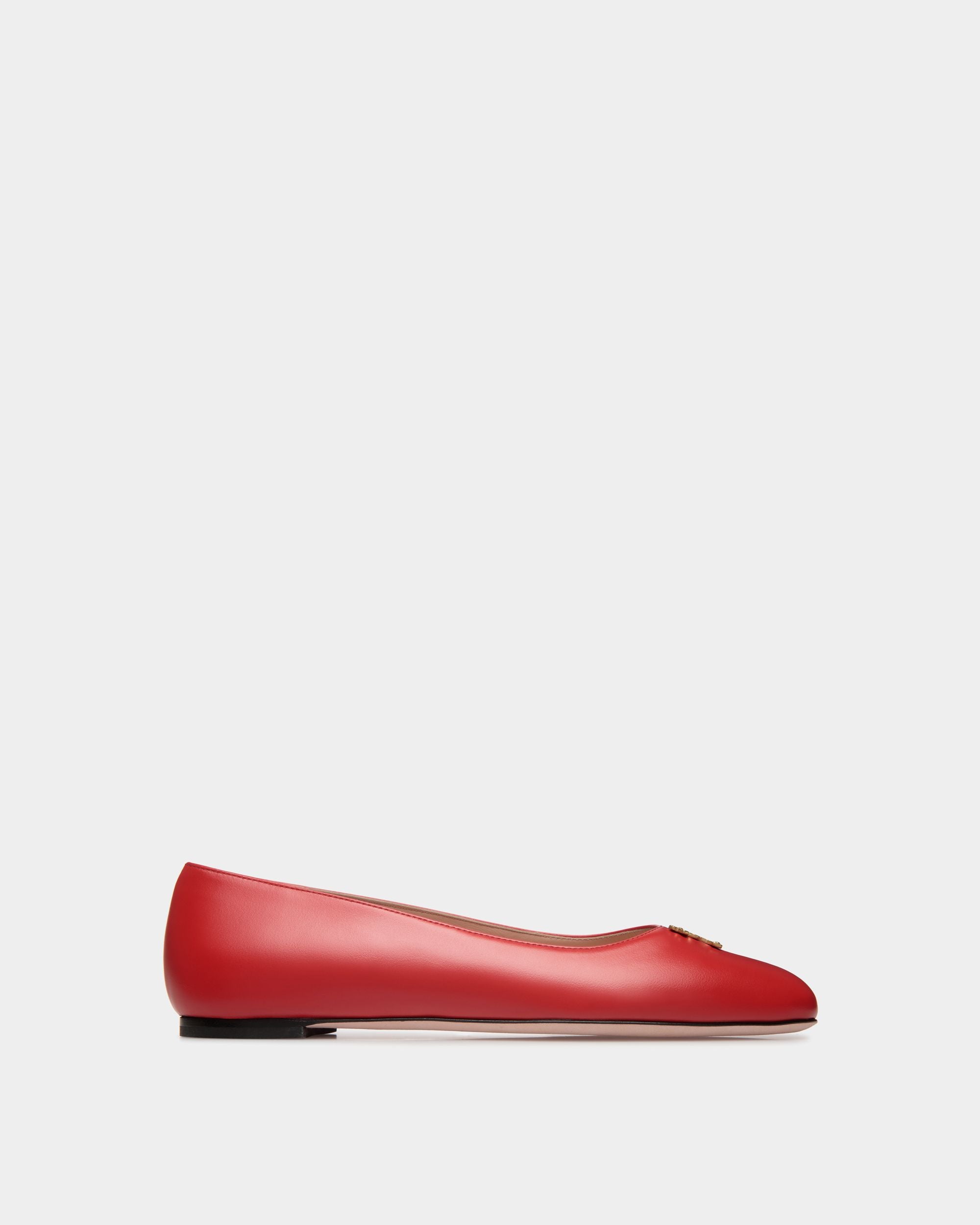 Ballyrina Flat In Red Leather - Femme - Bally - 01