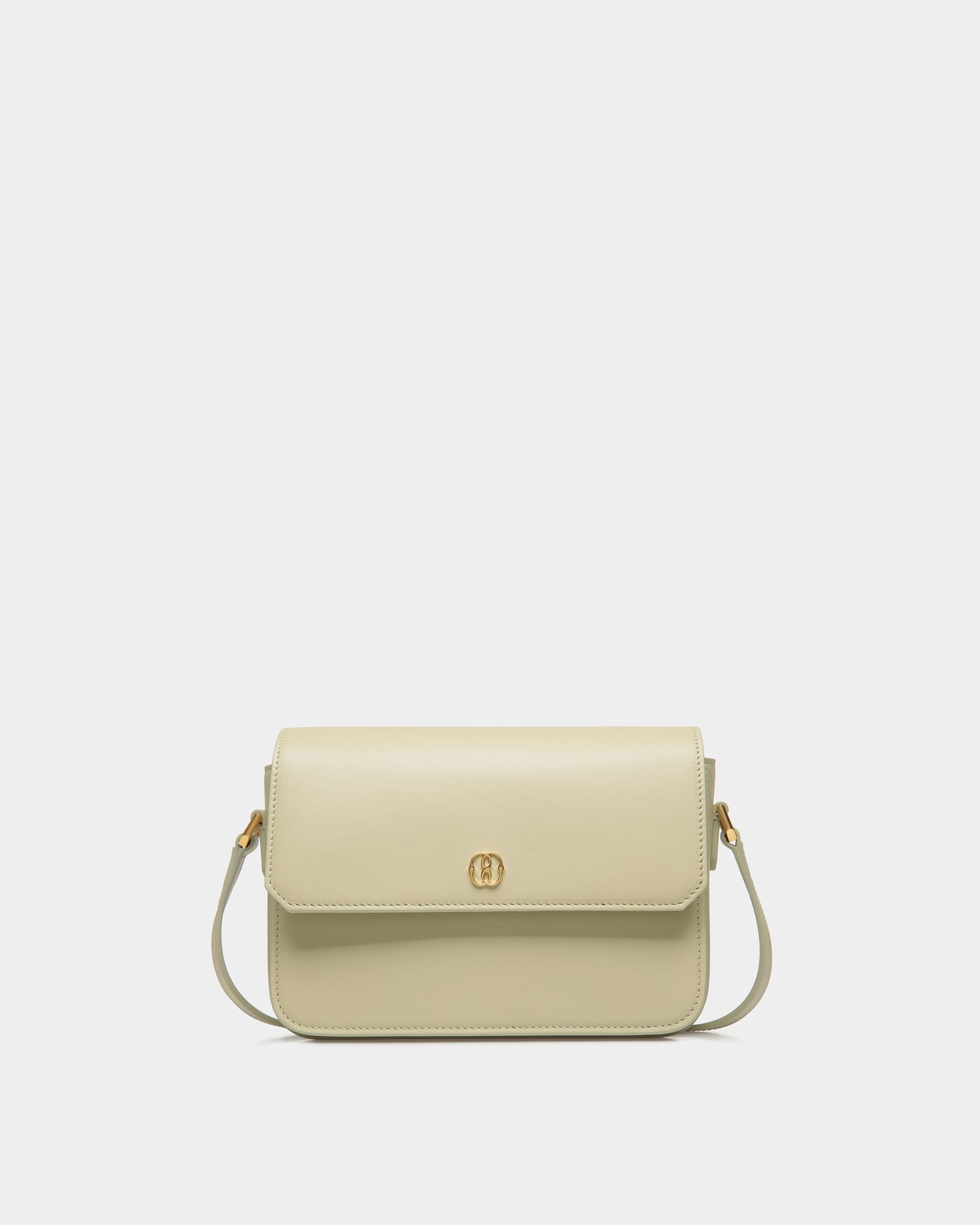 Emblem Small Crossbody Bag In Light Green Leather - Women's - Bally - 01