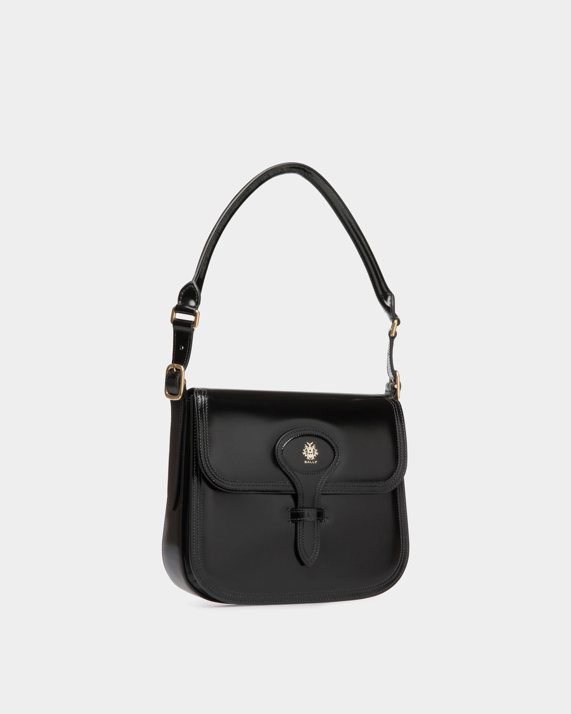 Sac À Bandoulière Beckett En Cuir Brossé Noir - Femme - Bally - 03