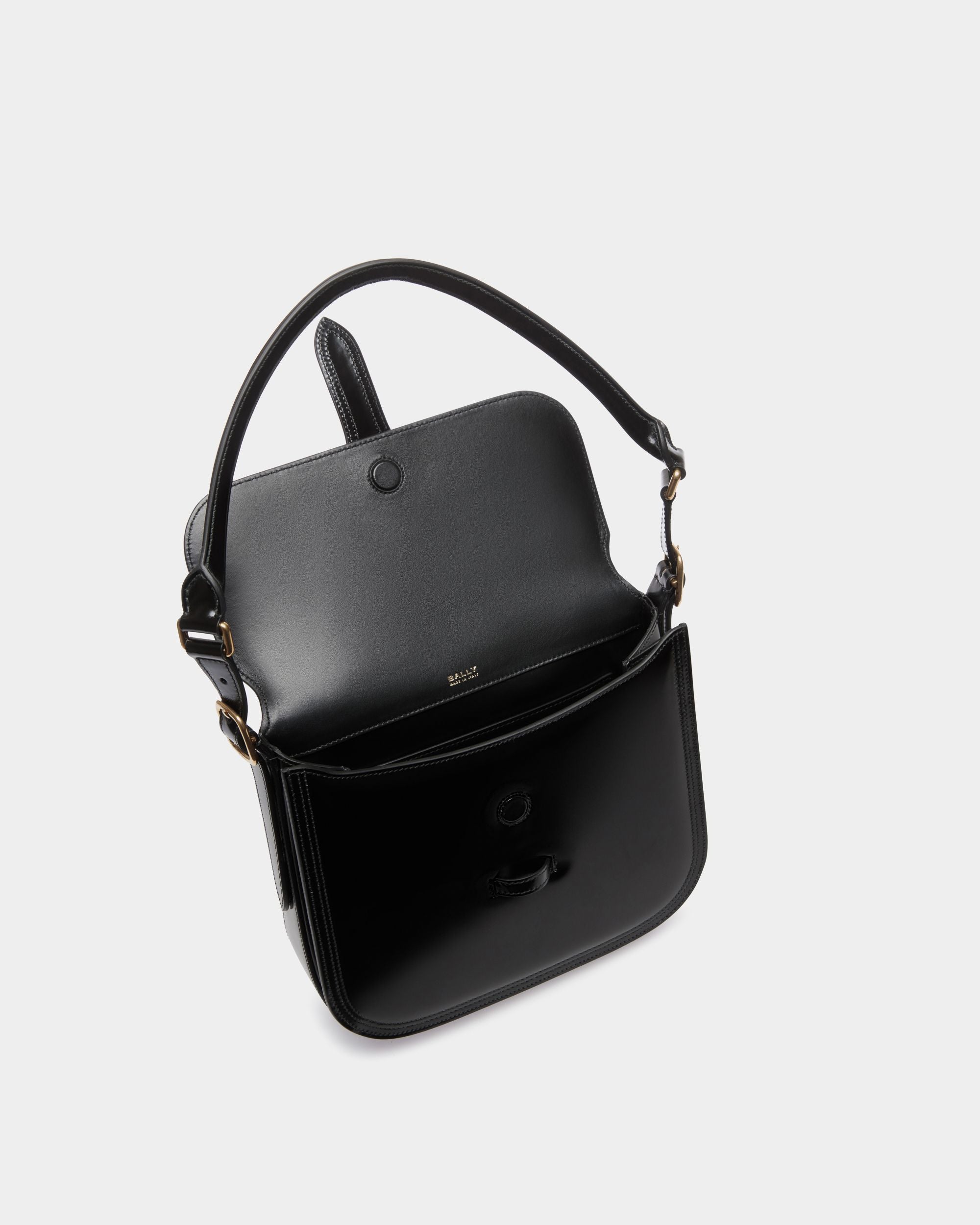 Sac À Bandoulière Beckett En Cuir Brossé Noir - Femme - Bally - 04