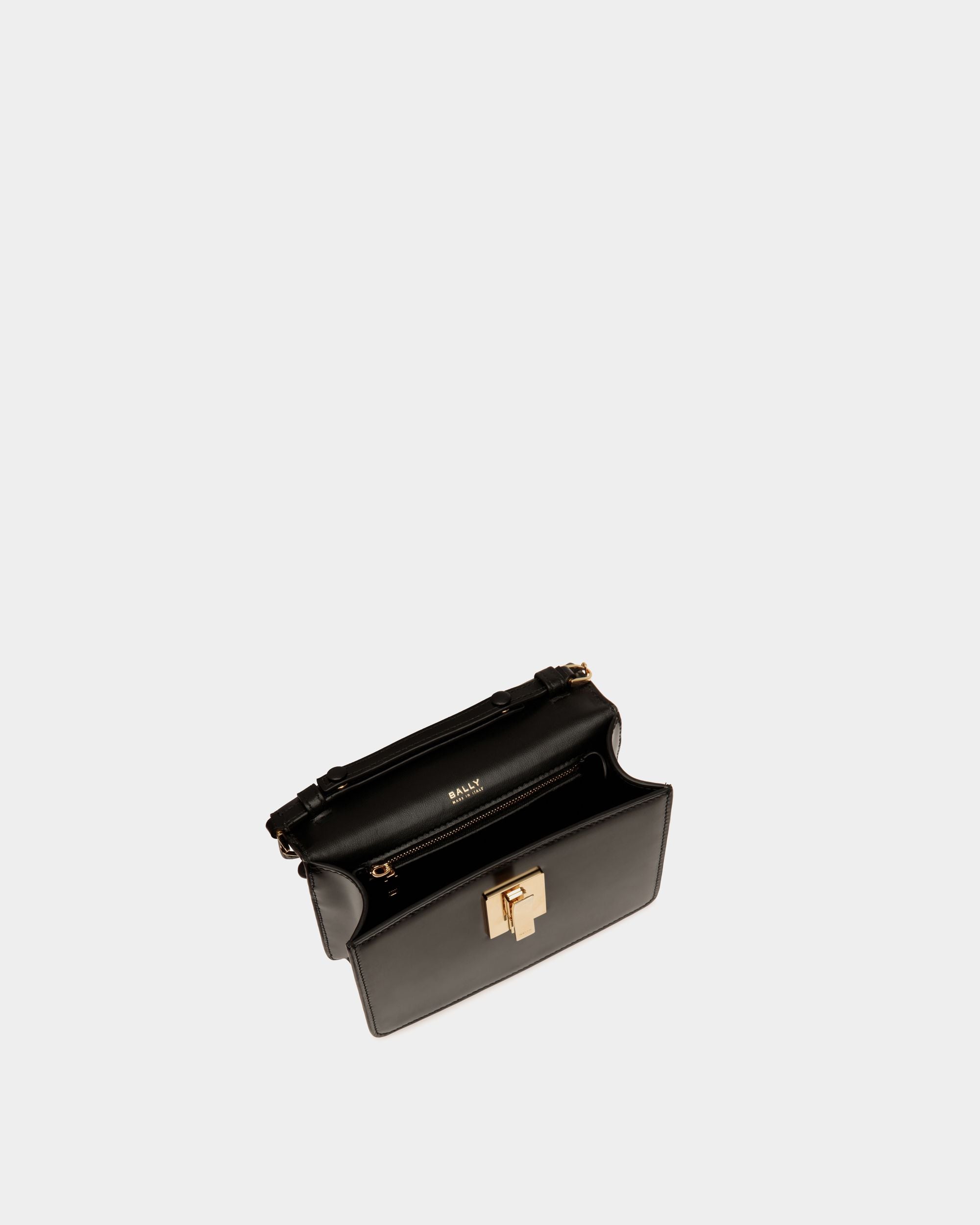 Ollam Mini Top Handle Bag in Black Brushed Leather - Women's - Bally - 05