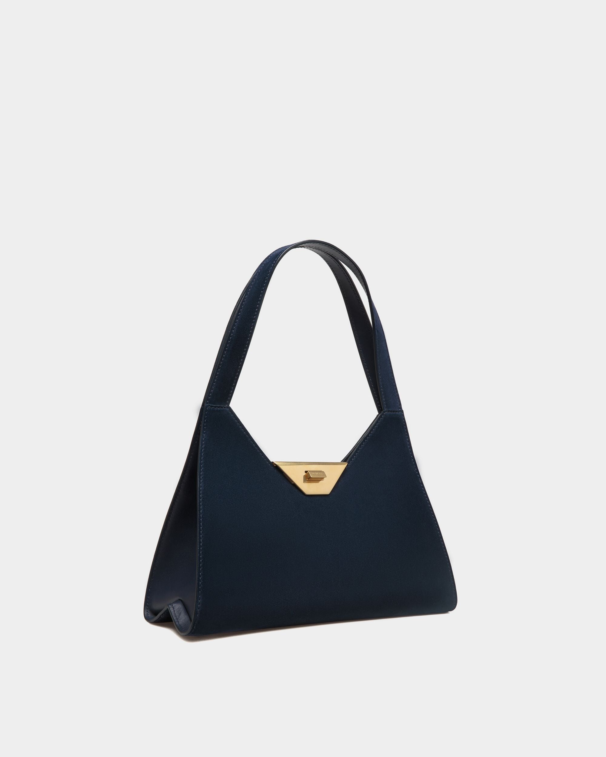 Tilt Shoulder Bag in Blue Suede - Women's - Bally - 03