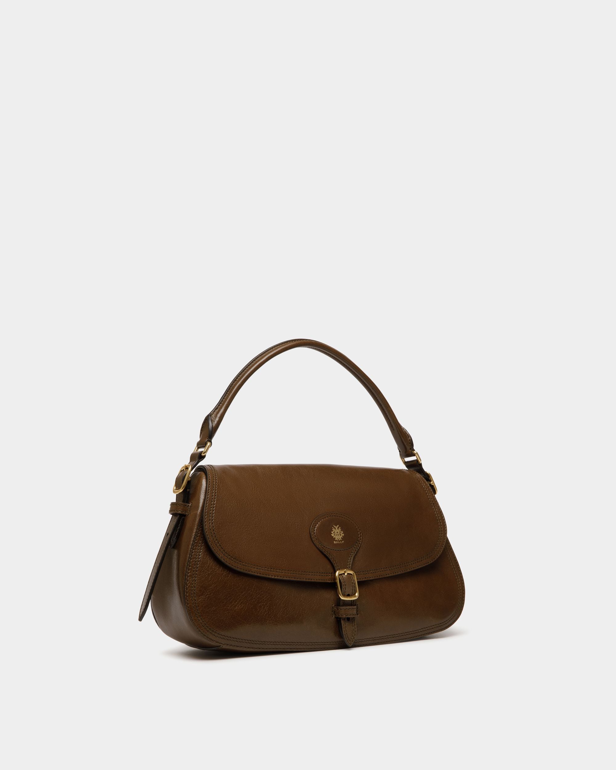 Beckett Shoulder Bag in Marron Glacé Leather - Women's - Bally - 03