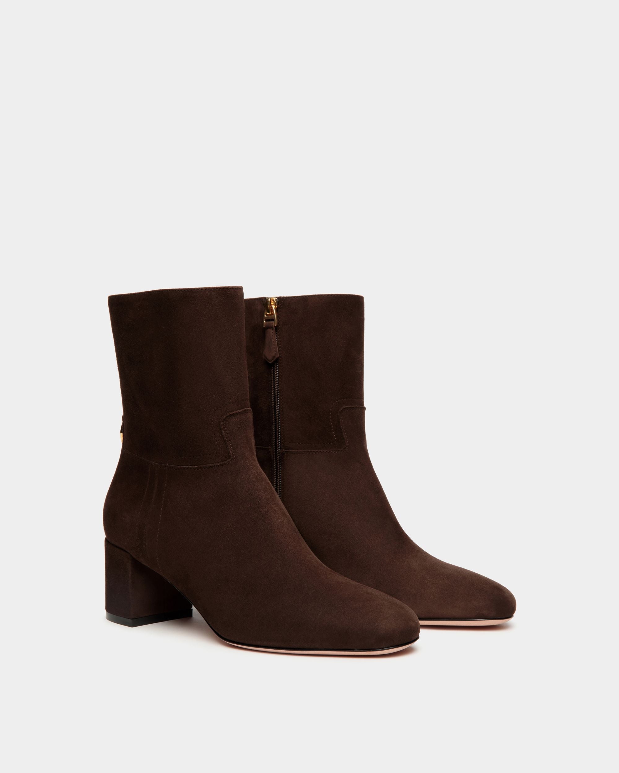 Daily Emblem Stiefelette Aus Veloursleder In Ebenholz - Damen - Bally - 02