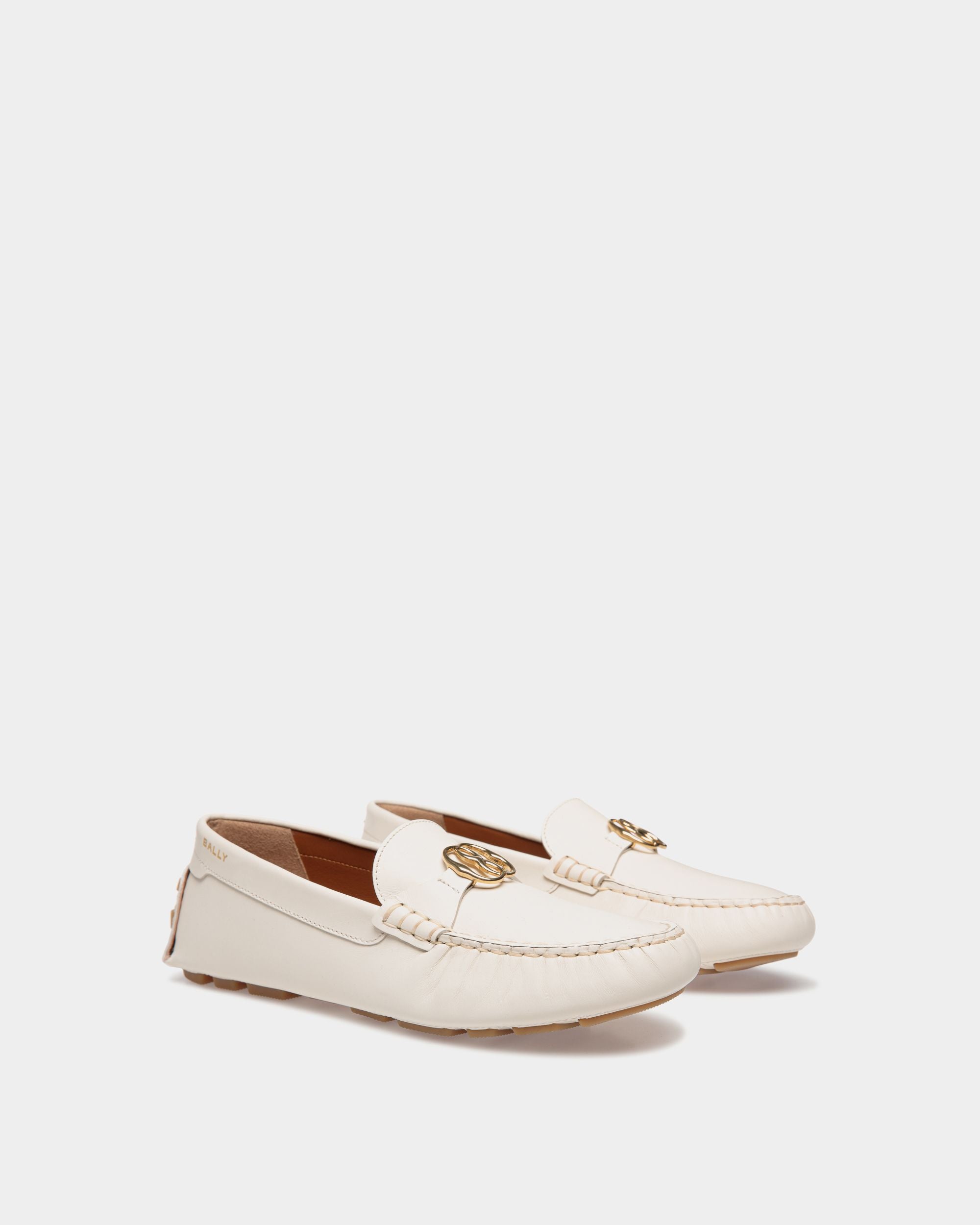 Kerbs Driver In White Leather - Women's - Bally - 02