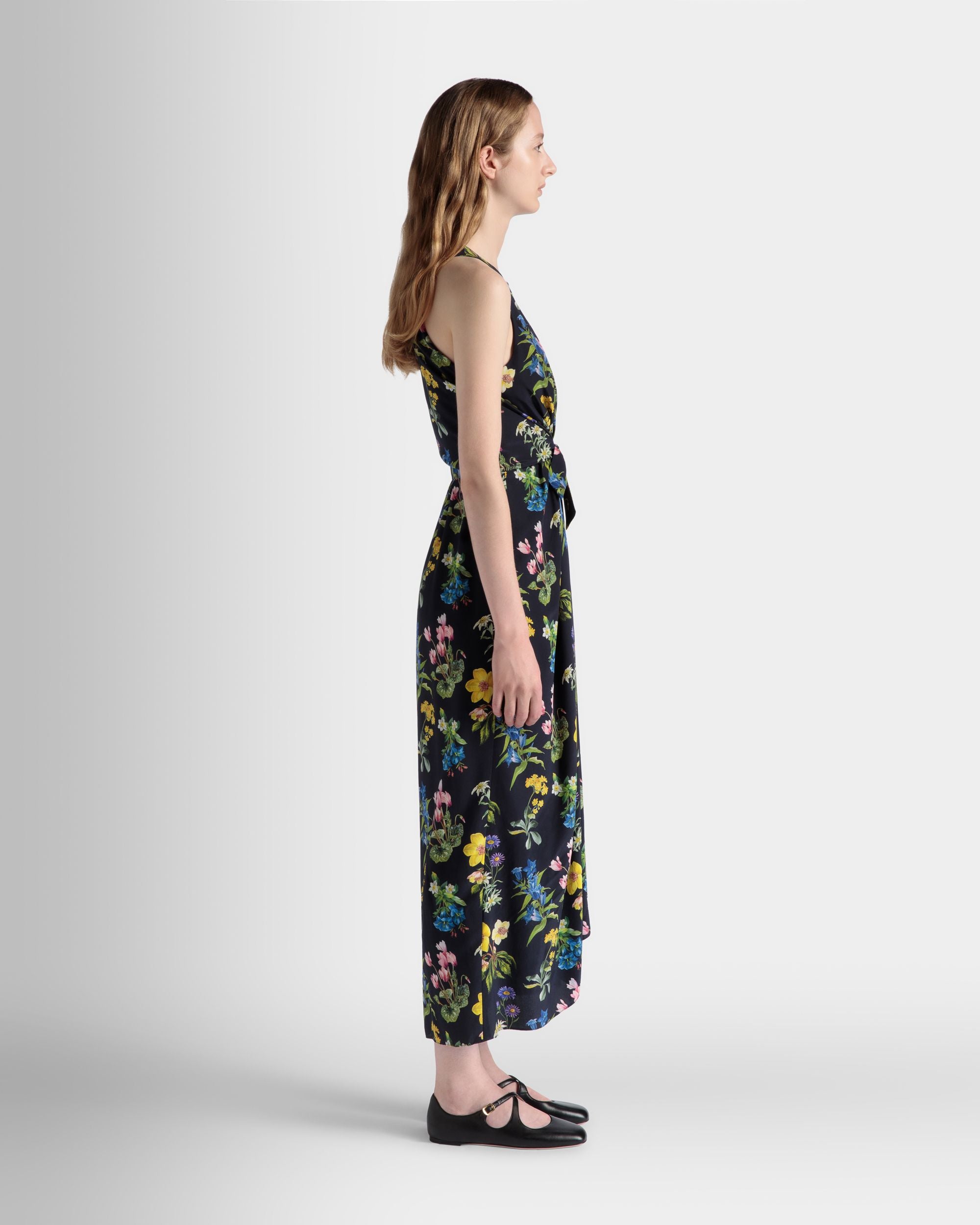 Ärmelloses Midikleid Aus Seide Mit Alpenblumen-Print - Damen - Bally - 06