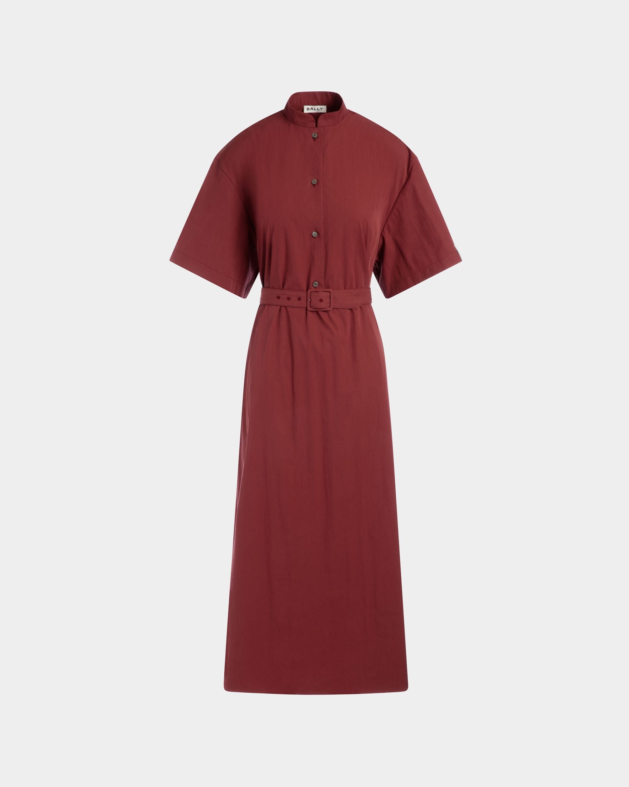 Robe Ceinturée En Popeline De Coton Mélangée Heritage Red - Femme - Bally - 01