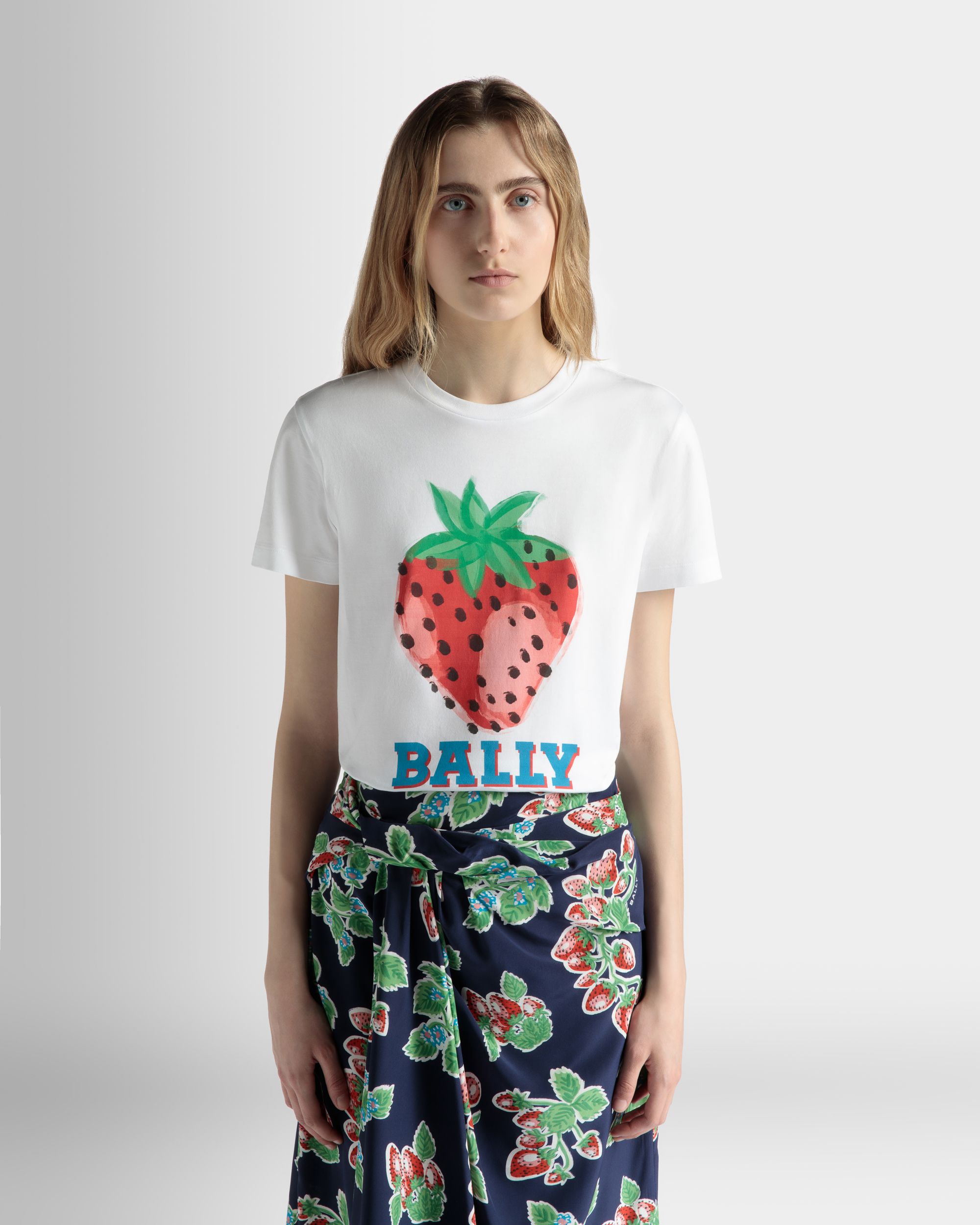 T-Shirt In Cotone Con Stampa Strawberry - Donna - Bally - 03