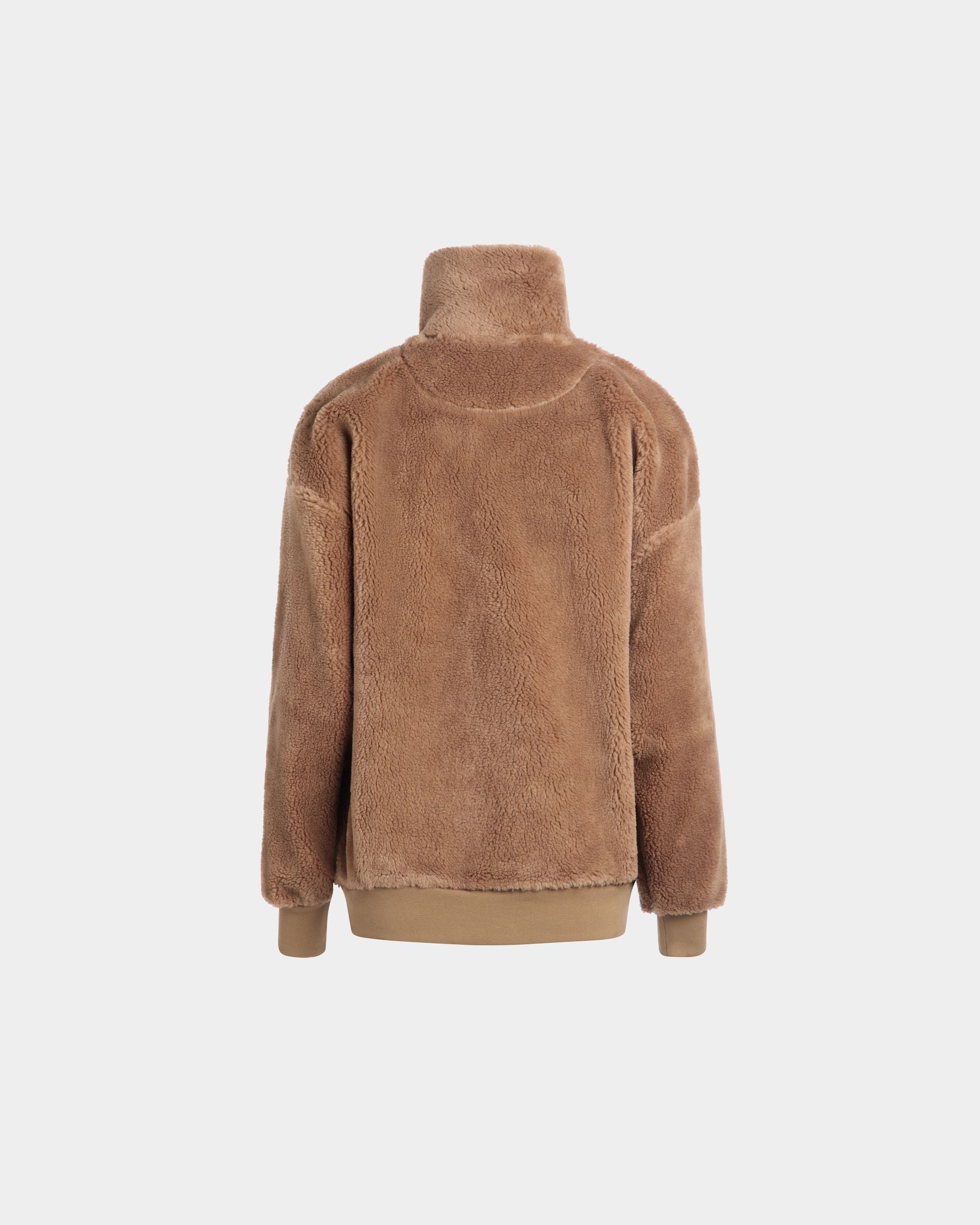 Winter Capsule Sweatshirt Mit Halbem Reißverschluss Und Alpenblumen Aus Fleece In Camel - Damen - Bally - 03