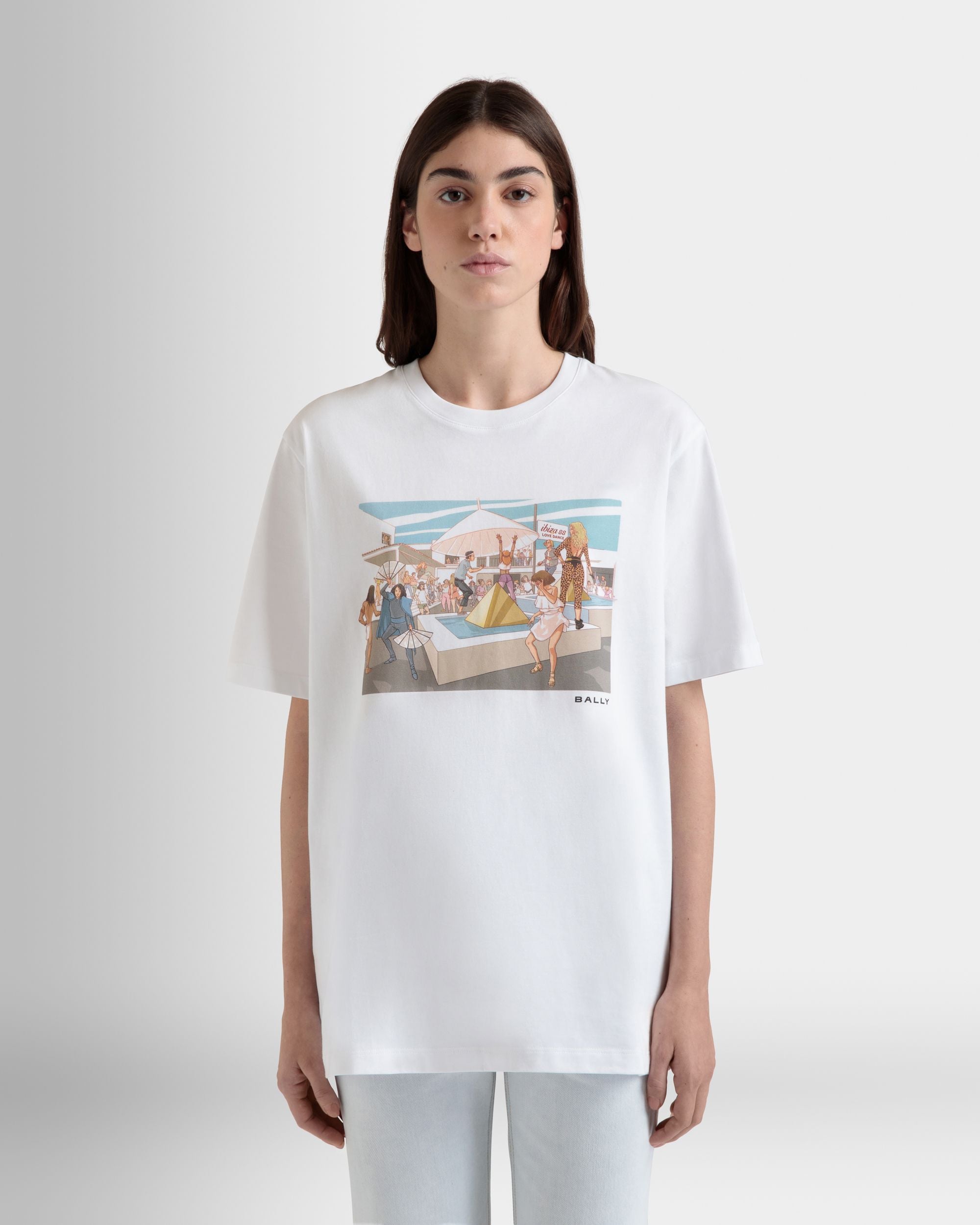 DJ Leo Mas x Bally T-Shirt in White Cotton with a Dancing Amnesia Print - Women's - Bally - 08