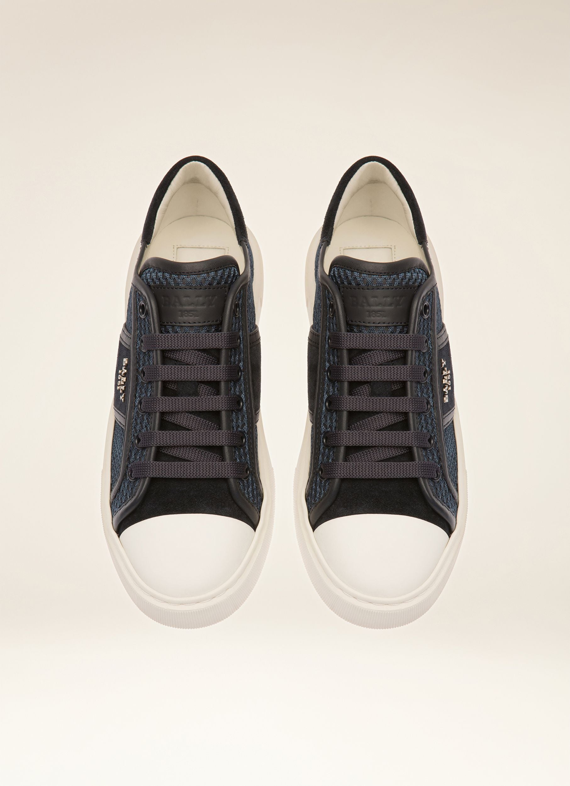 Myller Mesh & Leather Mix Sneakers In Navy & White - Women's - Bally - 04