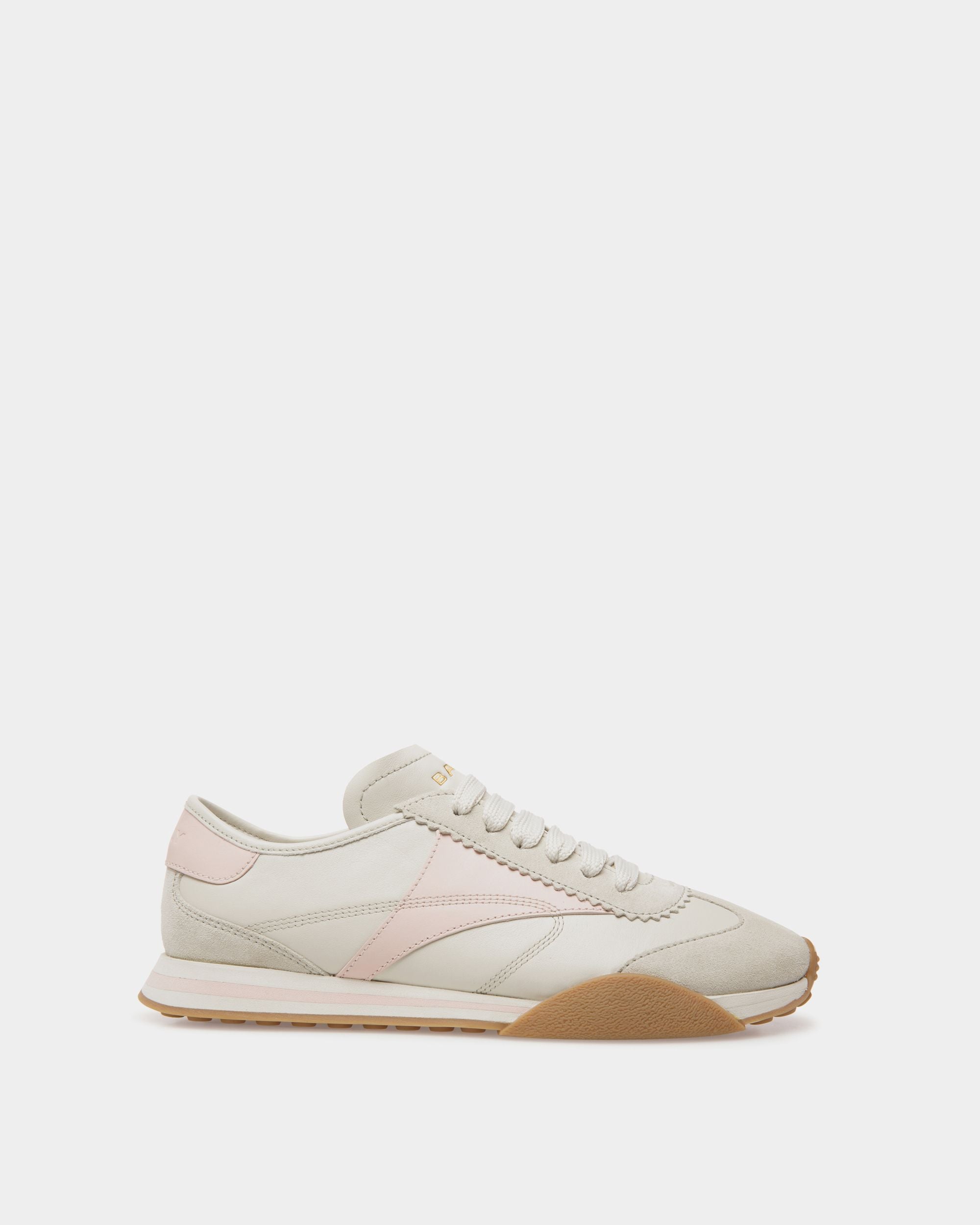 Sneaker Sussex En Cuir Dusty White Et Dusty Petal - Femme - Bally - 01