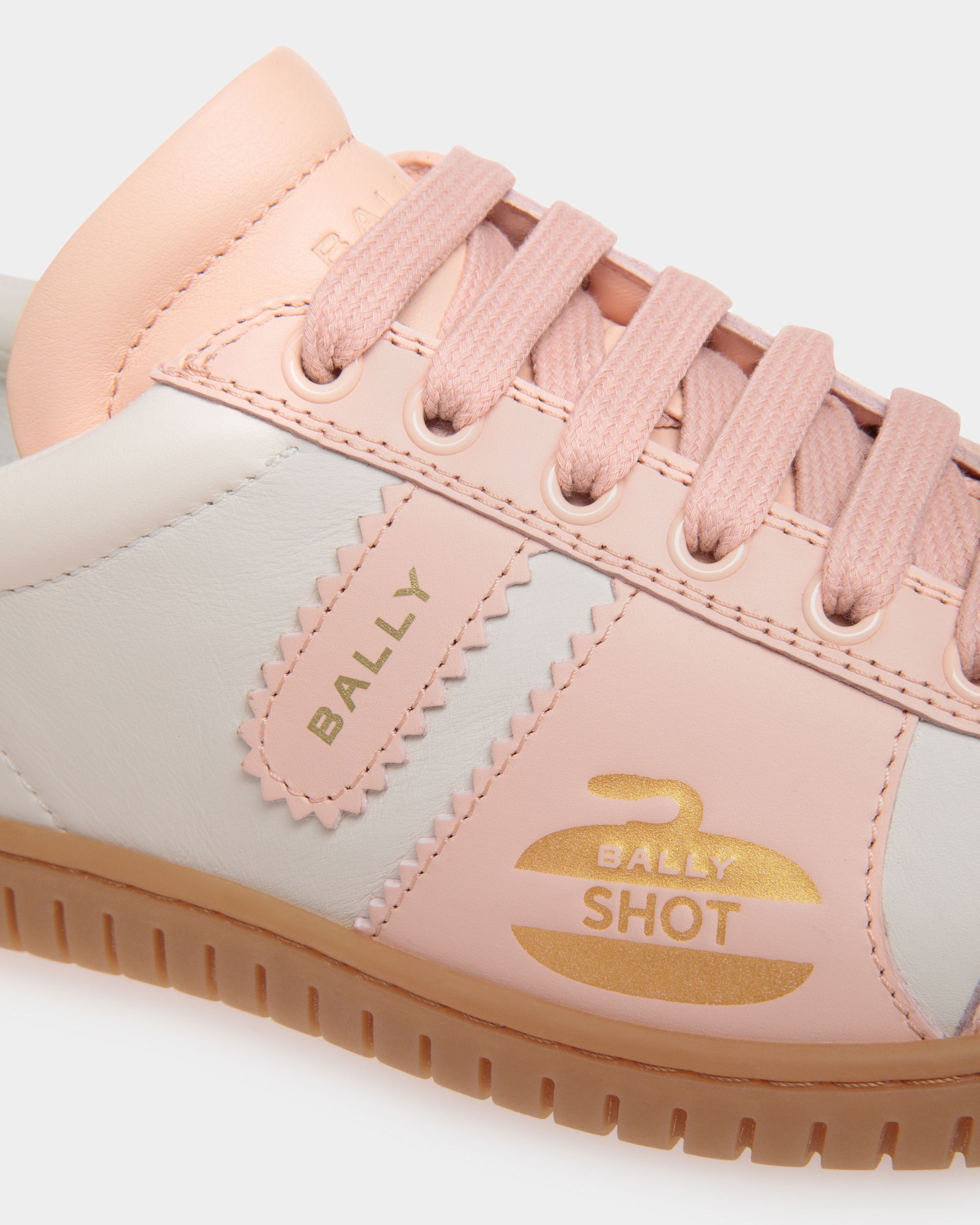 Player Sneaker Aus Leder In Weiß Und Babyrosa - Damen - Bally - 05