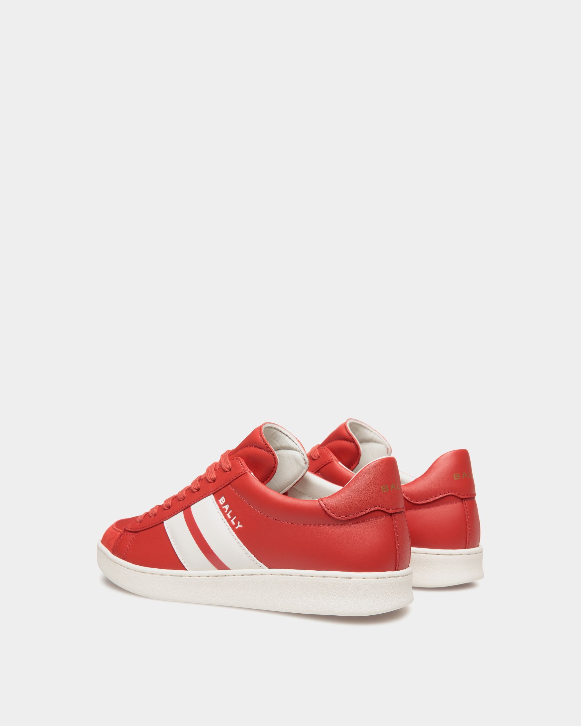 Sneaker Tennis En Cuir Candy Red Et Blanc - Femme - Bally - 03