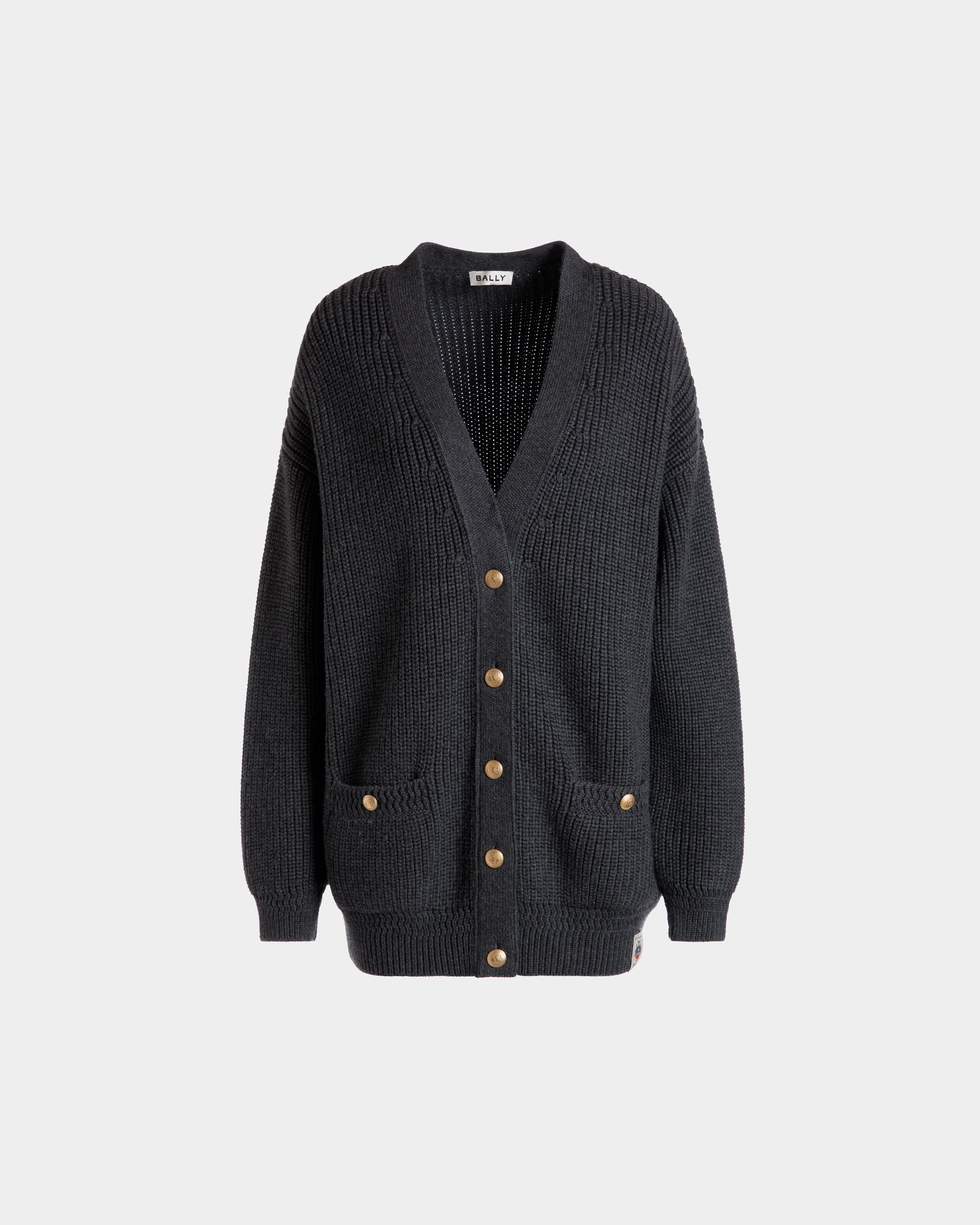 Cardigan En Laine Dark Grey - Femme - Bally - 01