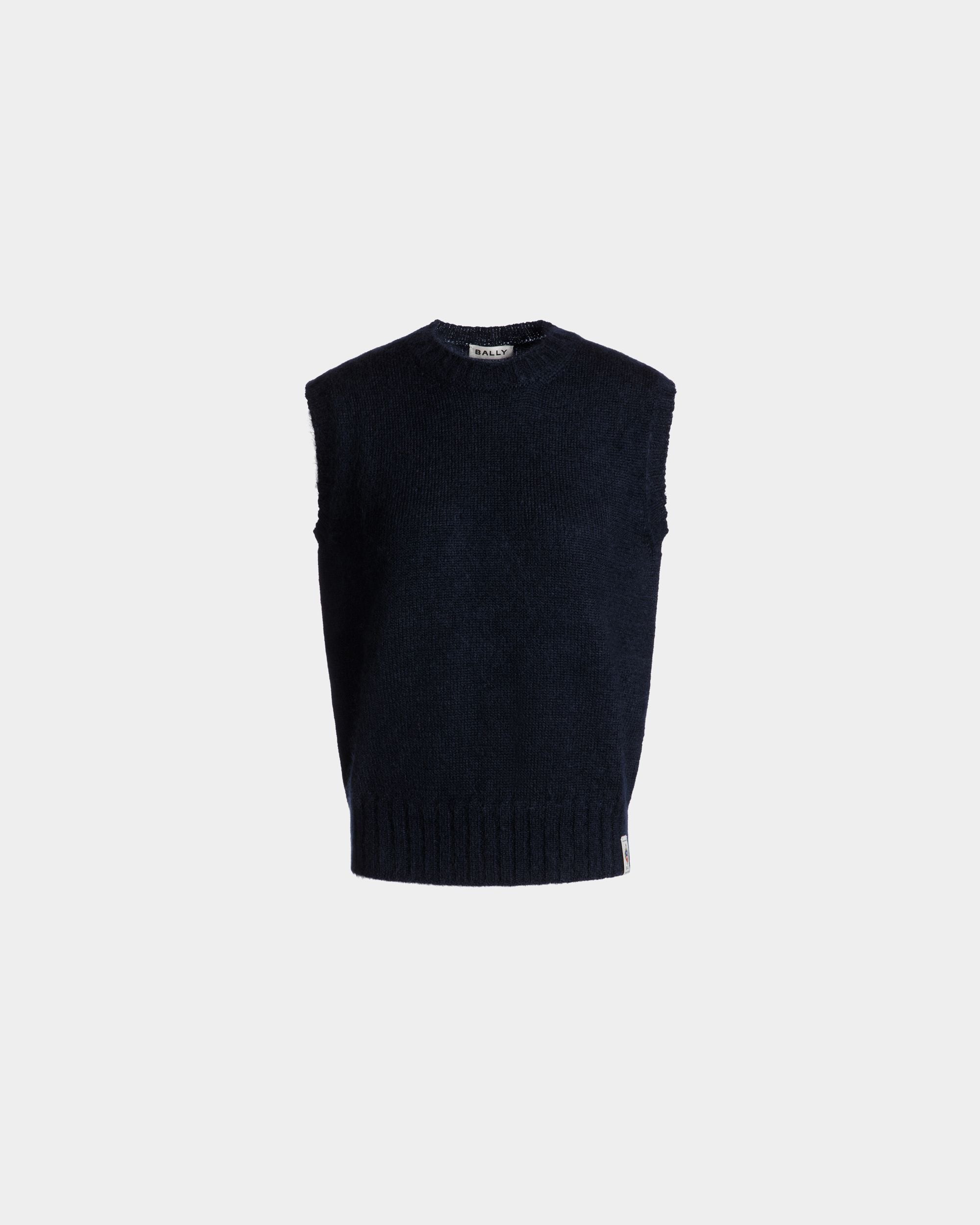 Strickweste Aus Mohair Und Seide In Navy Blue - Damen - Bally - 01