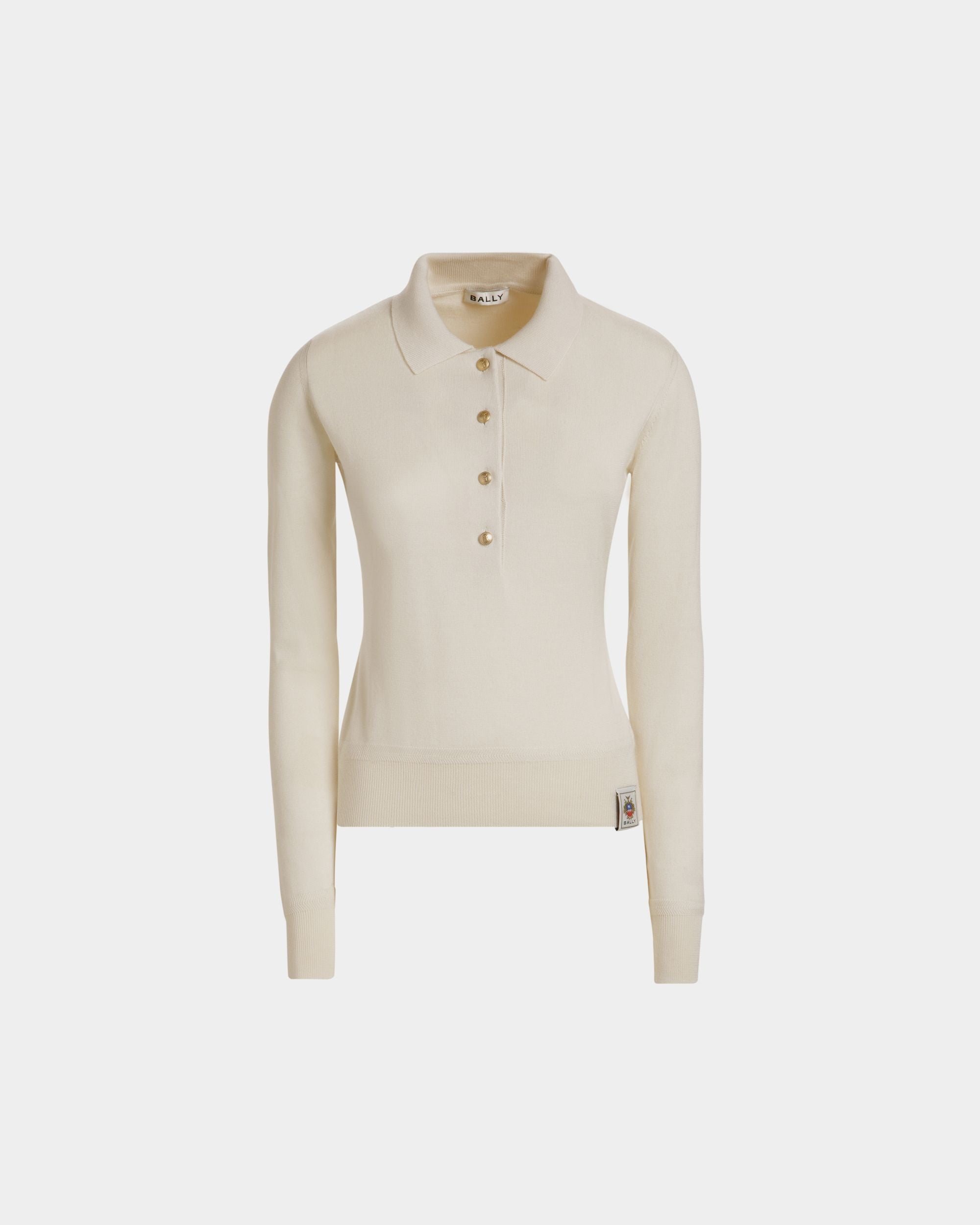 Polo A Maniche Lunghe In Cashmere E Seta Avorio - Donna - Bally - 01