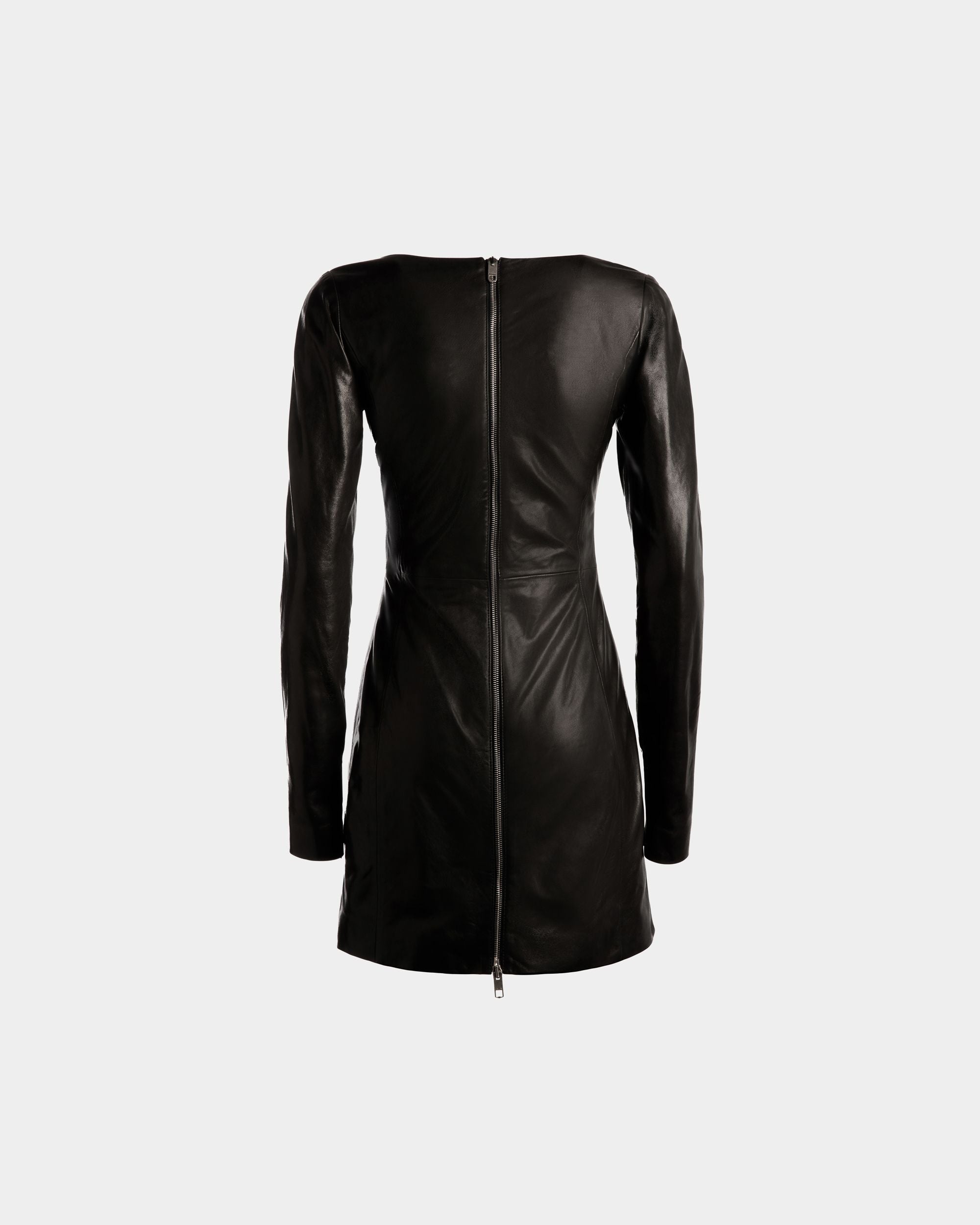 Langärmeliges Minikleid Aus Leder In Schwarz - Damen - Bally - 07