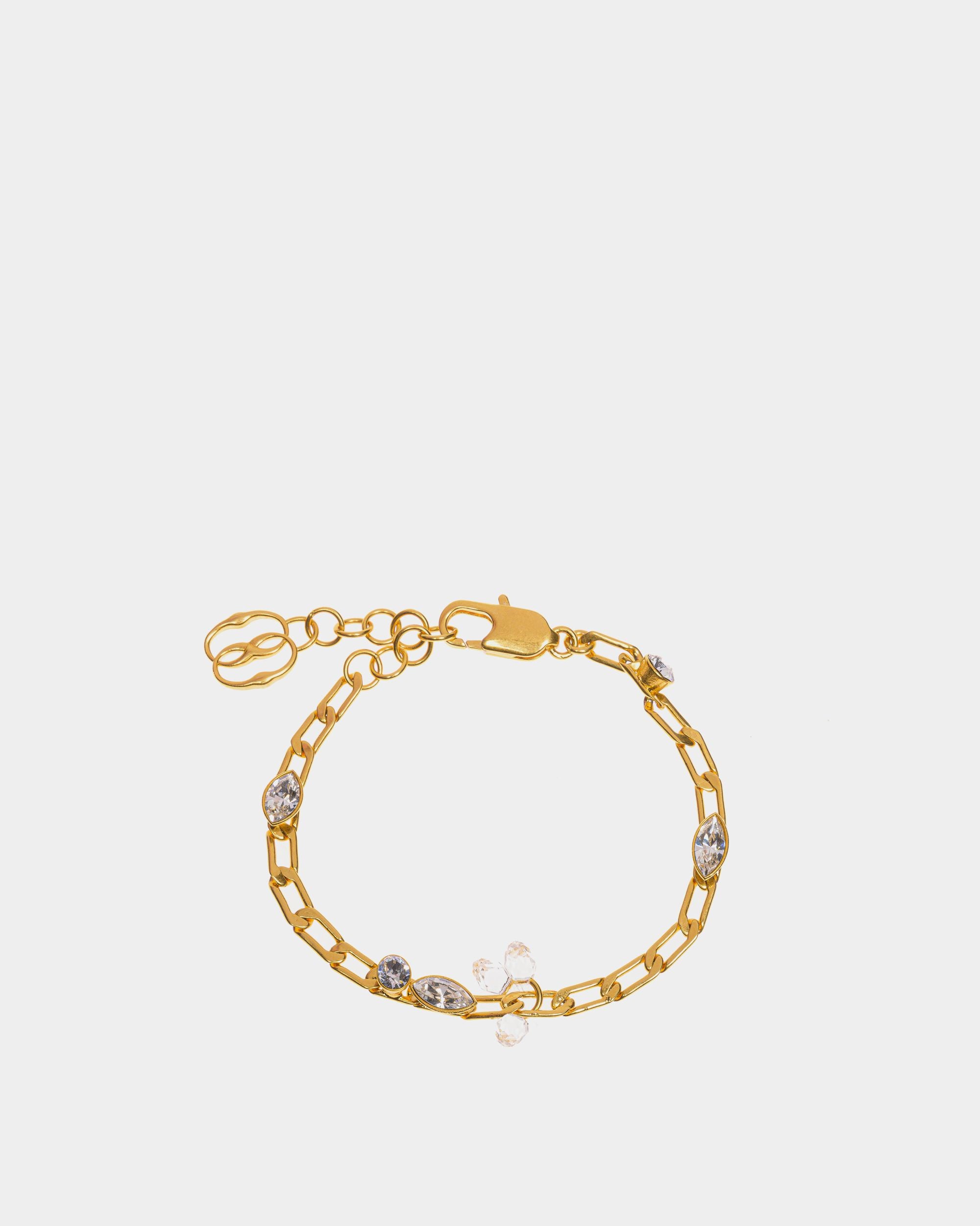 Soir Bracelet in Goldtone Brass and Clear Gemstones - Women's - Bally - 01