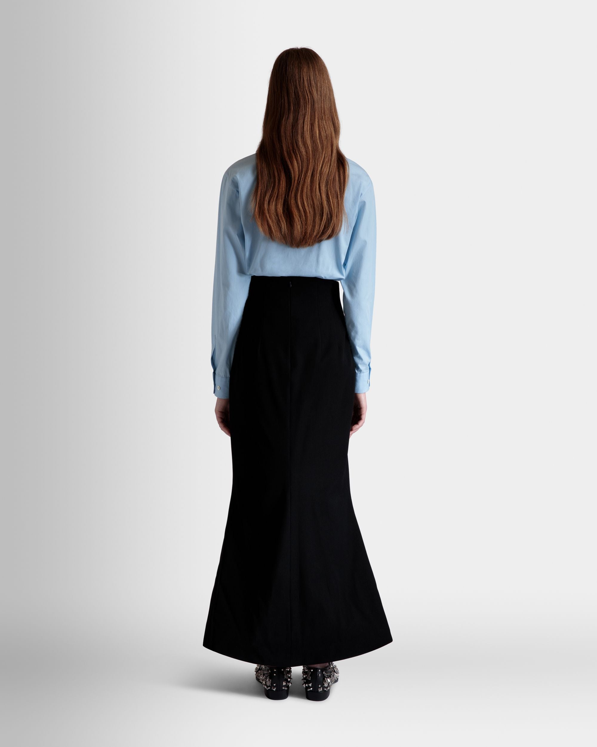 Long Skirt In Black Wool Blend - Damen - Bally - 06