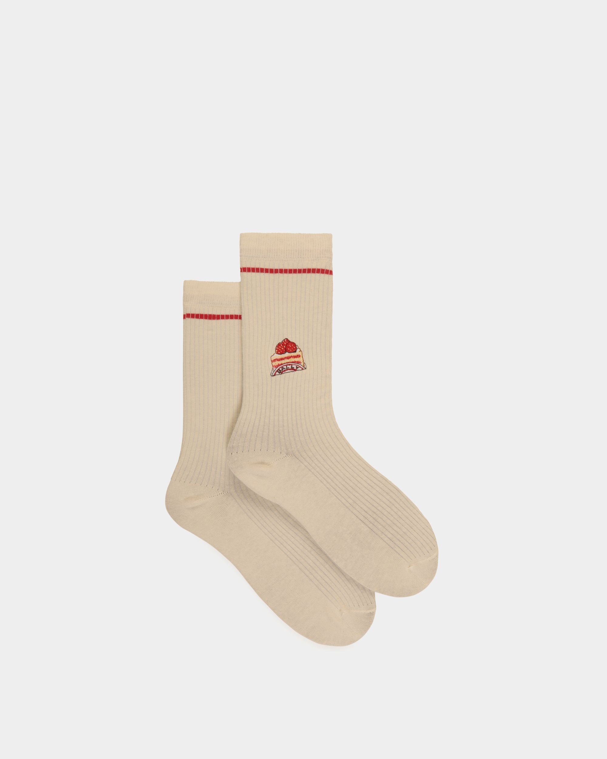 Chaussettes Avec Bally Cake En Coton Mélangé Ivoire - Femme - Bally - 01